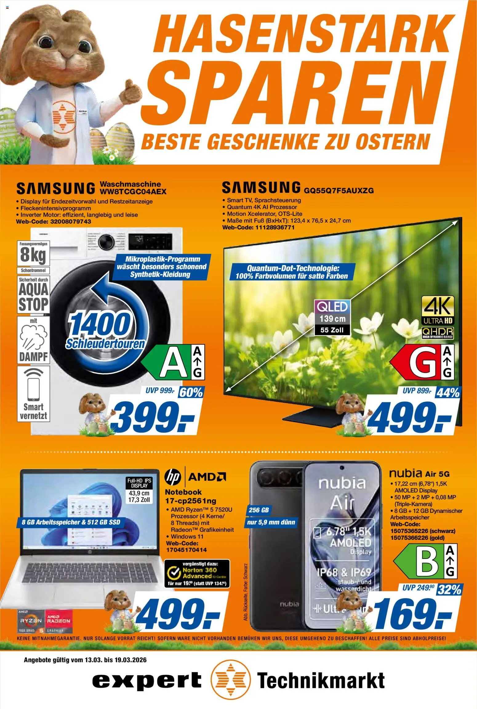 Expert Prospekt 	 – gültig ab 13.03.2026 | Seite: 1 | Produkte: Waschmaschine, Samsung, Notebook