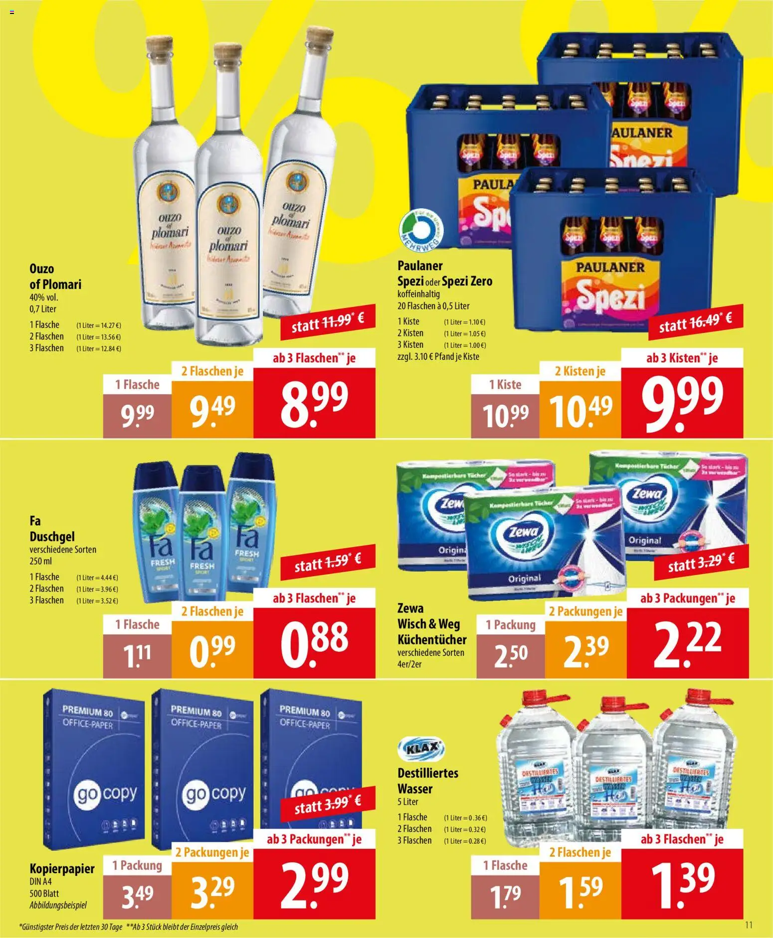 Famila Prospekt 	 – gültig ab 27.04.2026 | Seite: 11 | Produkte: Zewa, Duschgel, Wasser, Ouzo plomari