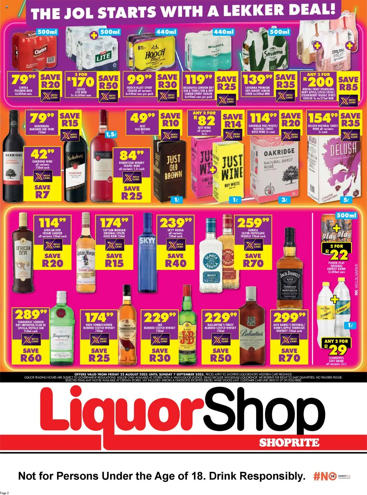 Shoprite Western Cape - LiquorShop Major Deals │ valid from 22.08.2025 | Page: 2 | Products: Cider, Cooler, Vodka, Whiskey