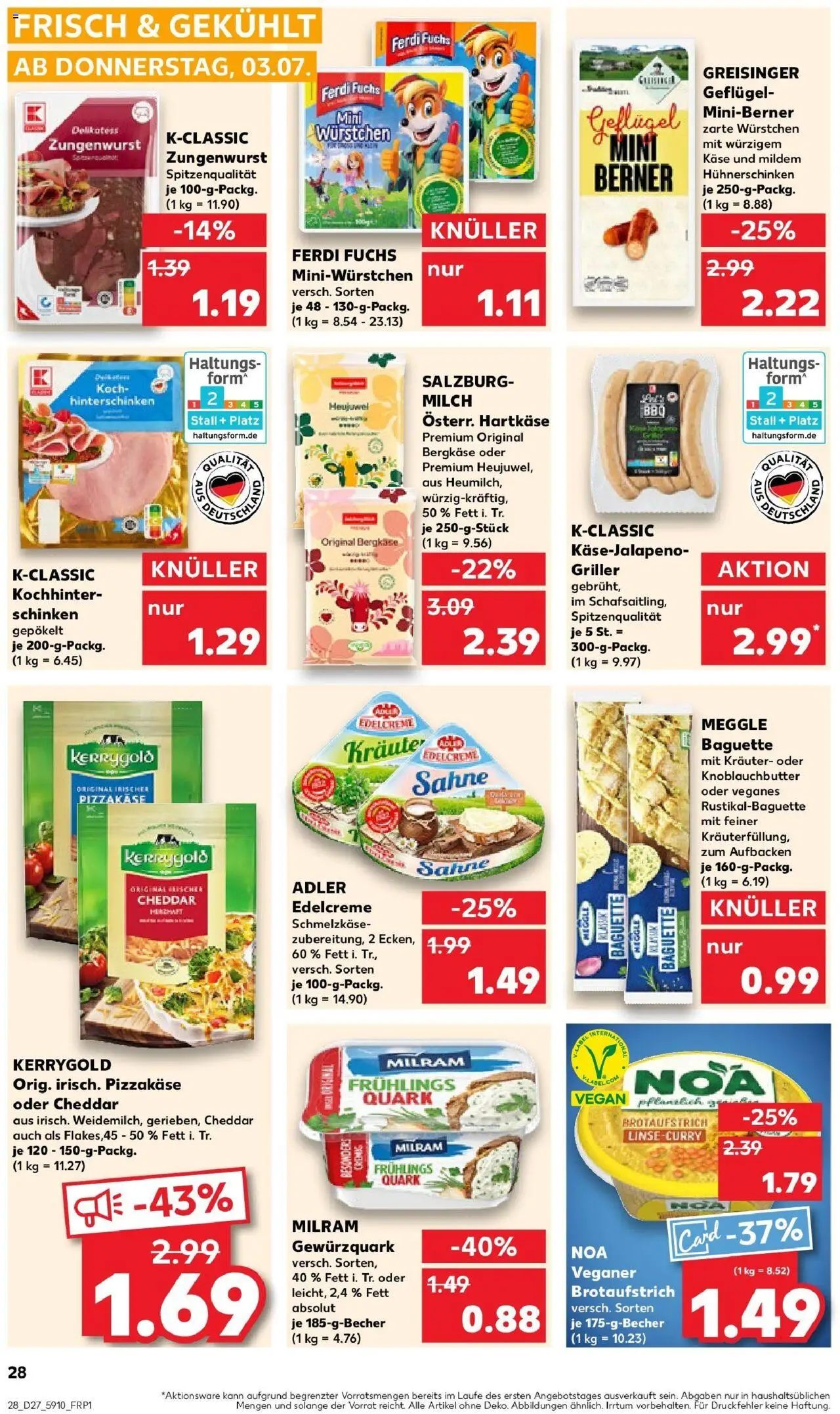 Kaufland prospekt Gera	 - gültig ab dem 03.07.2025 | Seite: 28 | Produkte: Quark, Käse, Sahne, Griller