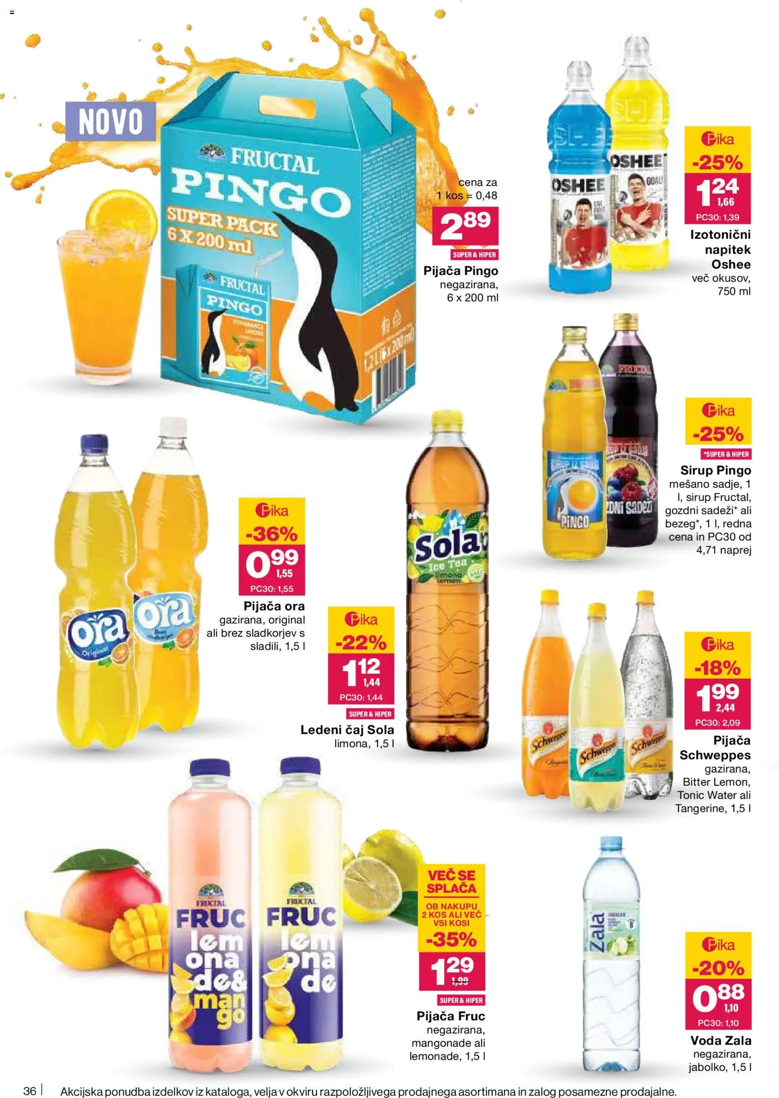 Novi Mercator katalog ponudbe – veljaven od 20.11.2025 | Stran: 36 | Izdelki: Sirup, Kos, Caj, Voda