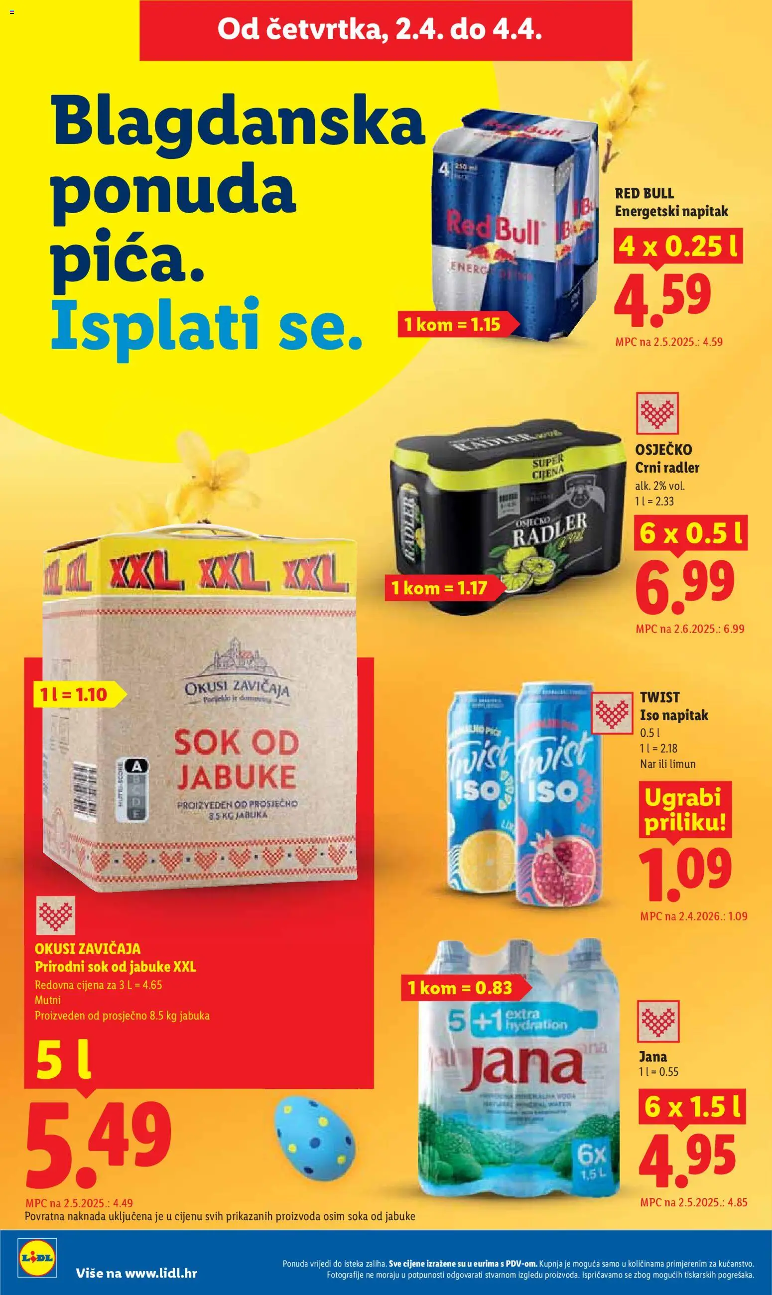 Lidl katalog | vrijedi od 30.03.2026 | Stranica: 66 | Proizvodi: Mineralna voda, Sok, Limun, Jabuka