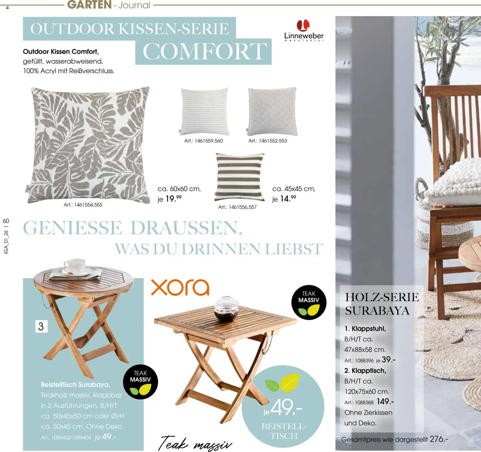 Zurbrüggen Sommer 2026 – gültig ab 19.03.2026 | Seite: 60 | Produkte: Beistelltisch, Kissen, Tisch