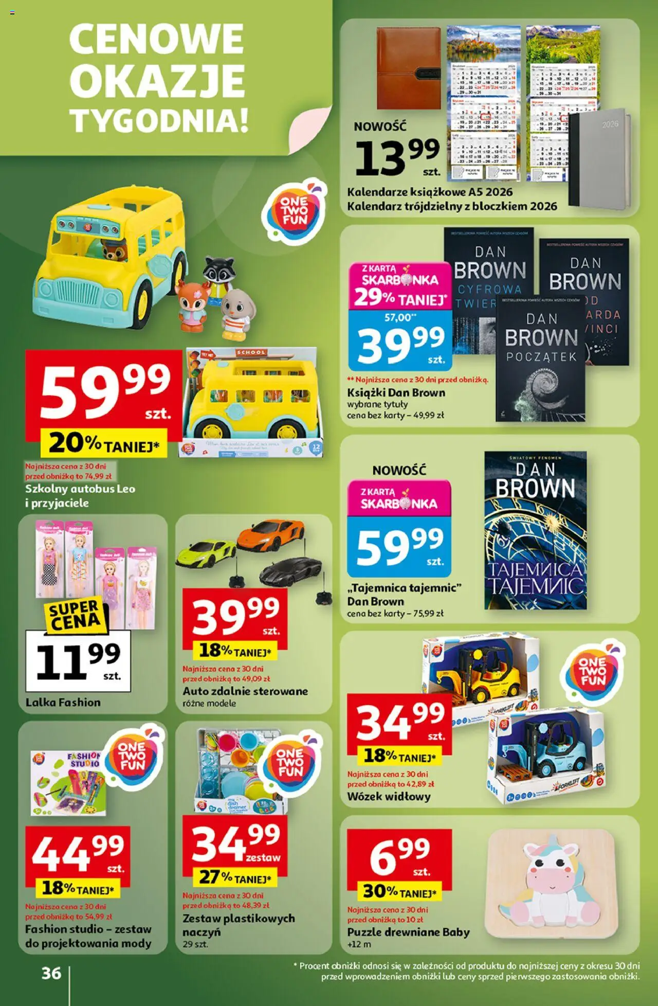 Auchan Gazetka - Wielkie przeboje cenowe Hipermarket od 16.10.2025 | Strona: 36 | Produkty: Karta, Kalendarz, Lalka, Książki