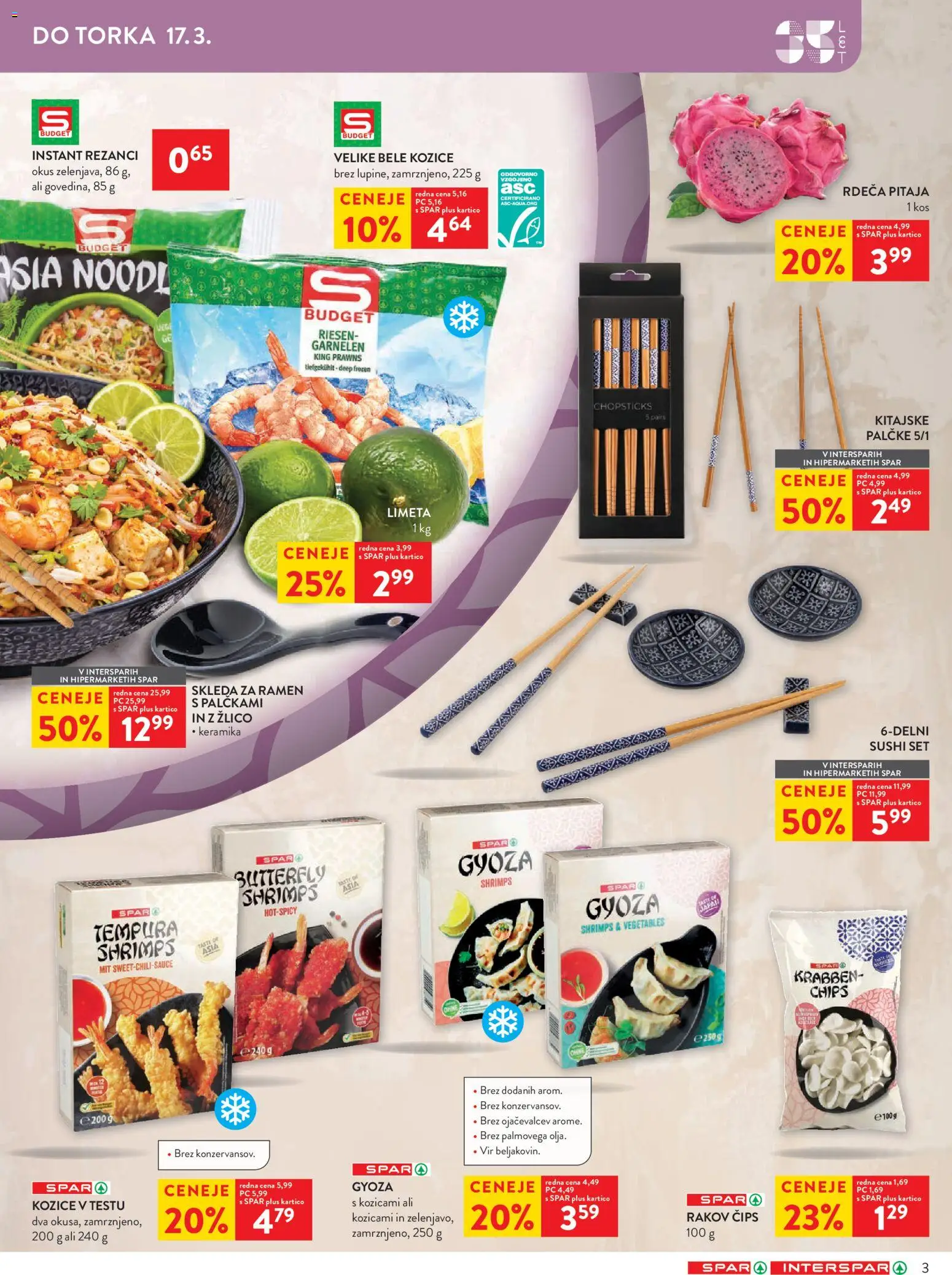 Novi Spar katalog ponudbe – veljaven od 11.03.2026 | Stran: 3 | Izdelki: Limeta, Kozice, Kos, Cips