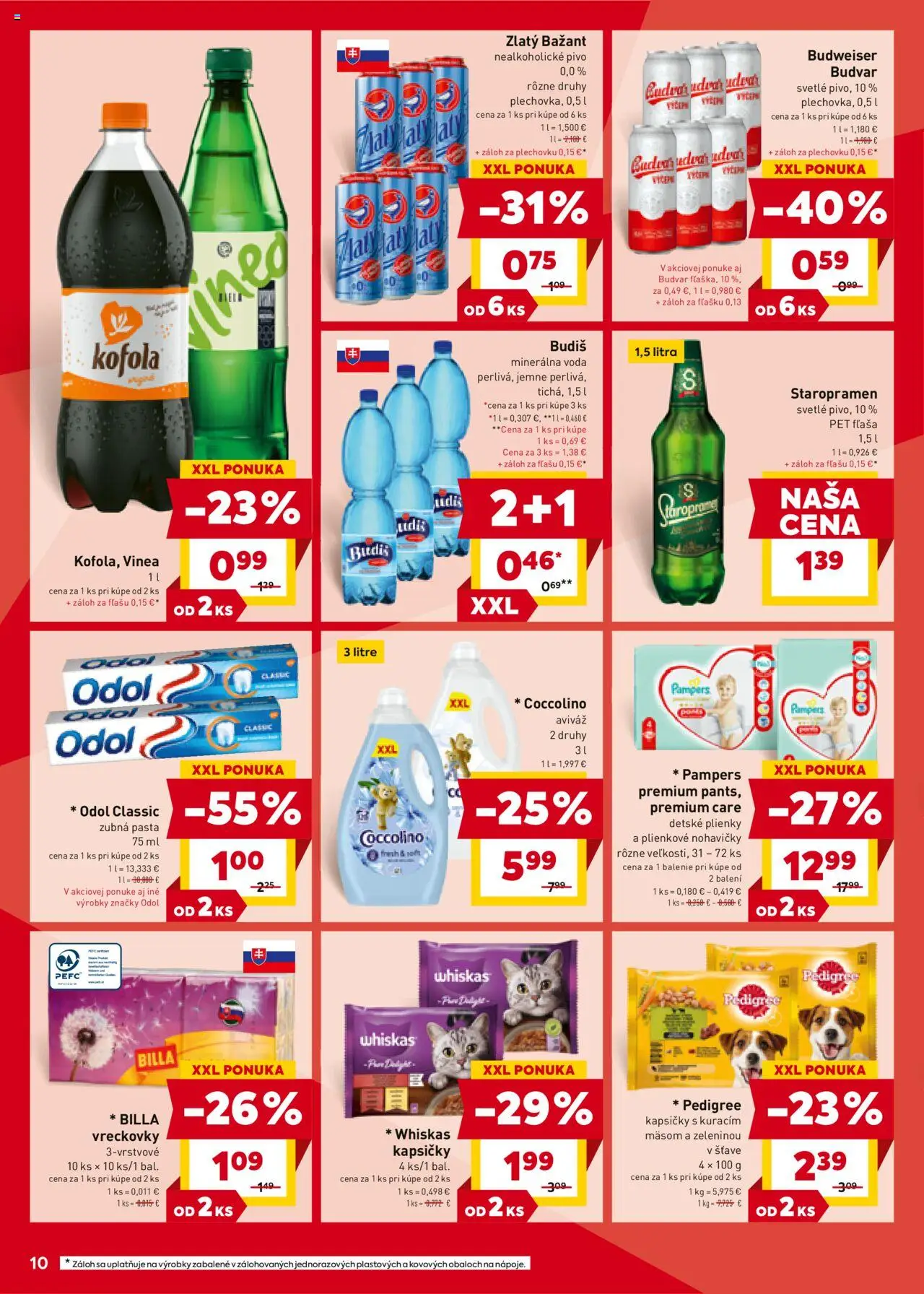 Nové Billa akcie – leták je platný od 08.10.2025 | Strana: 10 | Produkty: Zubná pasta, Staropramen, Minerálna voda, Vinea