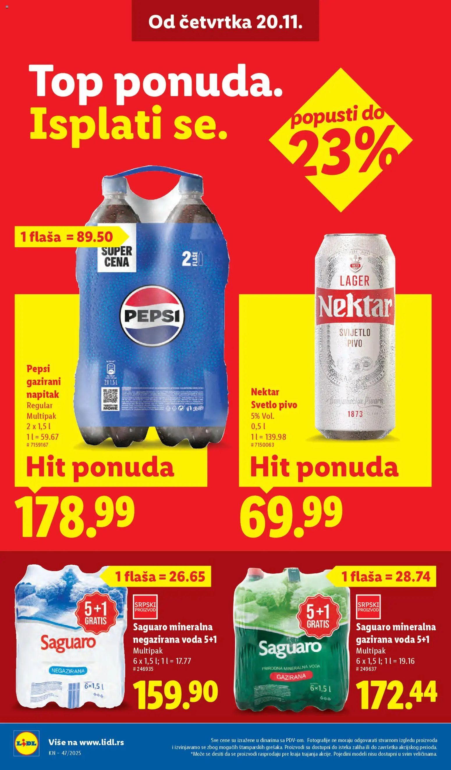 Lidl katalog - važi od 20.11.2025 | Strana: 20 | Proizvode: Negazirana voda, Voda, Mineralna voda, Pivo