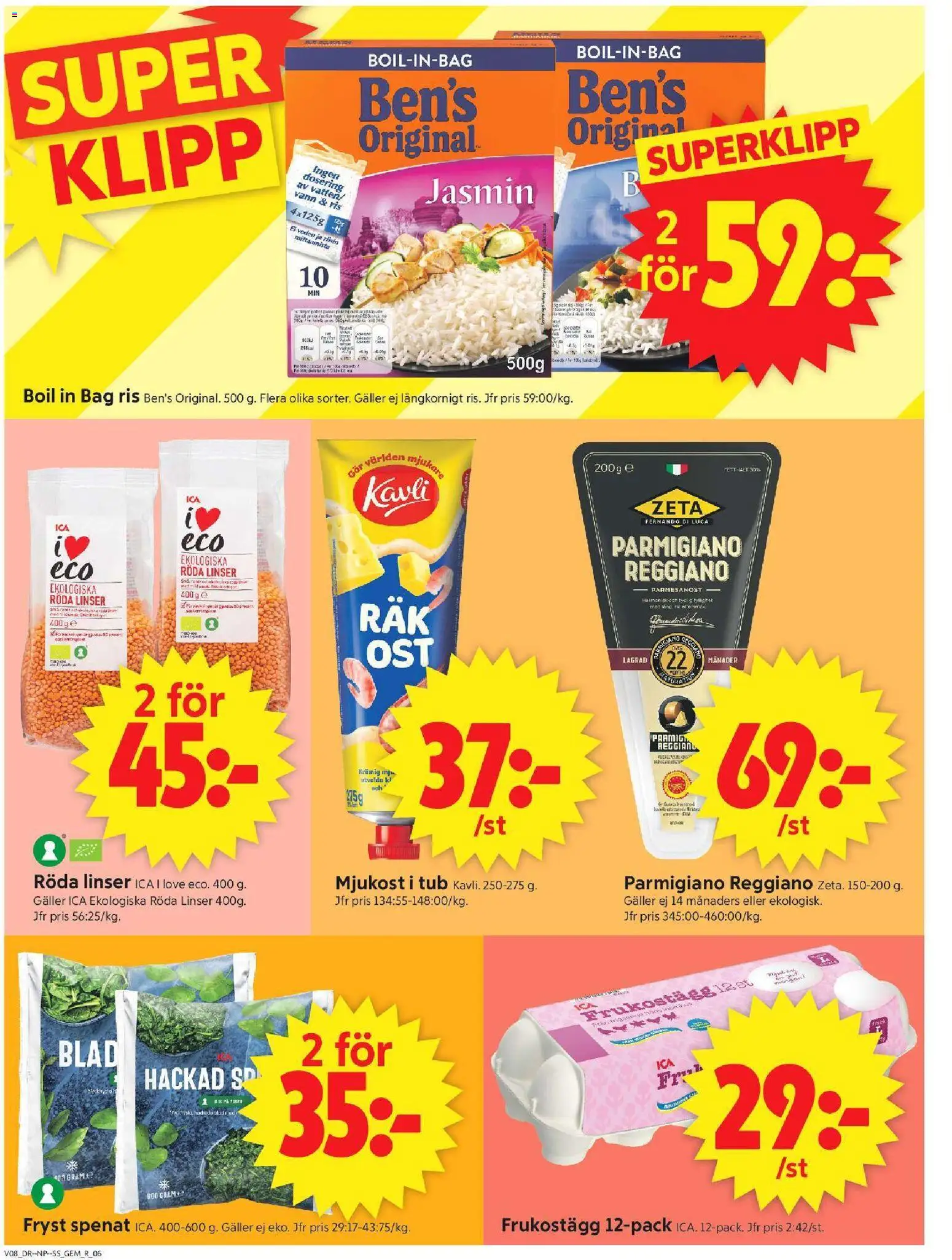 ICA Supermarket reklamblad aktuell från 16.02.2026 | Sida: 8 | Produkter: Linser, Röda linser, Säng, Mjukost