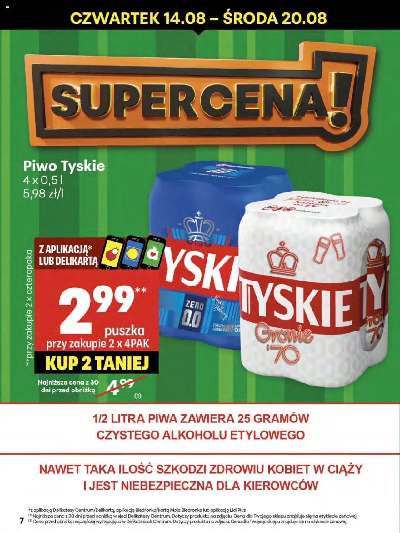 Delikatesy Centrum Gazetka - Sklepy Własne od 14.08.2025 | Strona: 7 | Produkty: Delikatesy, Tyskie, Piwo
