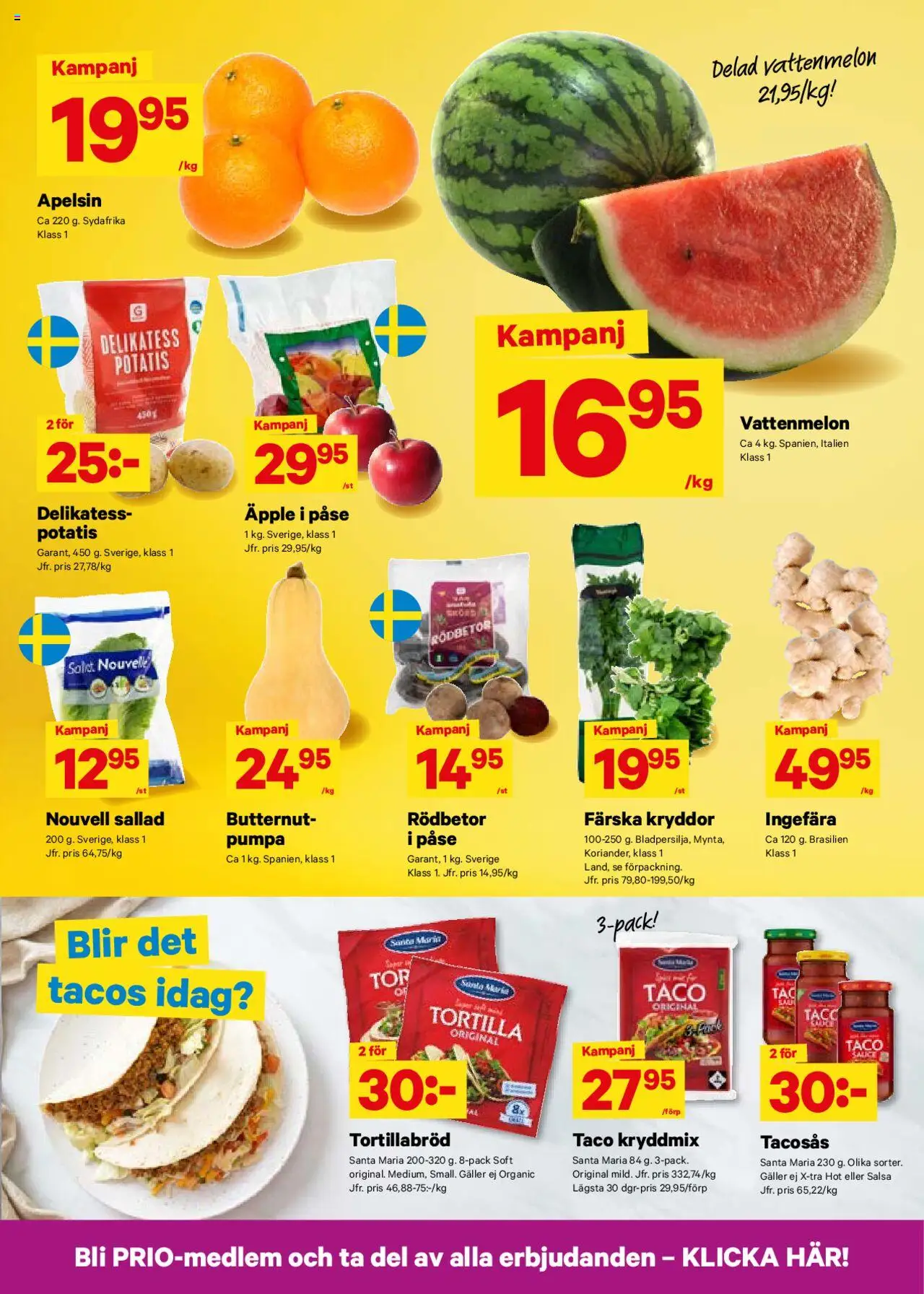City Gross reklamblad aktuell från 25.08.2025 | Sida: 3 | Produkter: Salsa, Vattenmelon, Äpple, Potatis