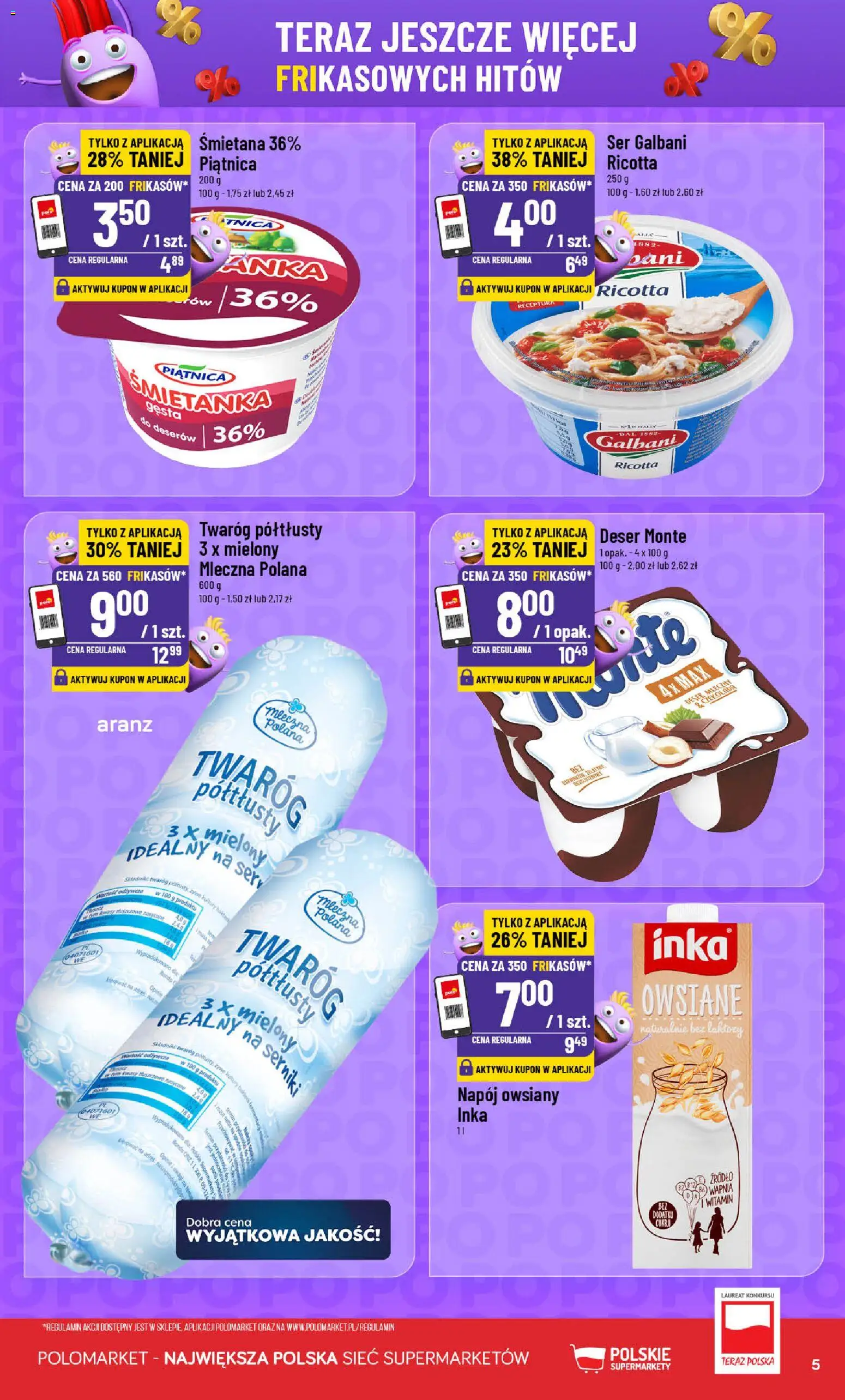 POLOmarket gazetka - Frikasowe Hity od 29.04.2026 | Strona: 5 | Produkty: Twaróg półtłusty, Ser, Twaróg, Ricotta