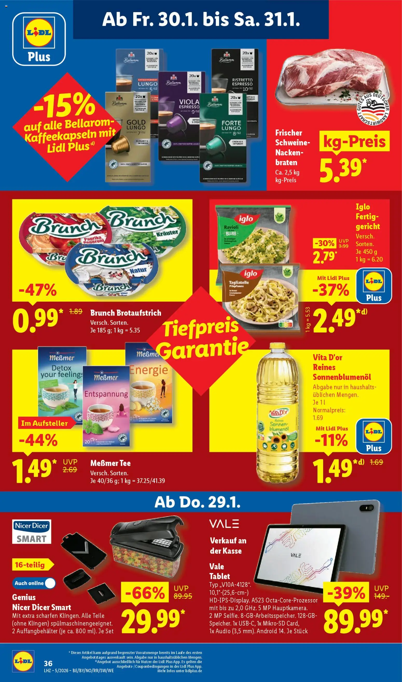Lidl Prospekt Aarbergen – gültig ab 26.01.2026 | Seite: 60 | Produkte: Sonnenblumenol, Iglo, Tee, Tablet