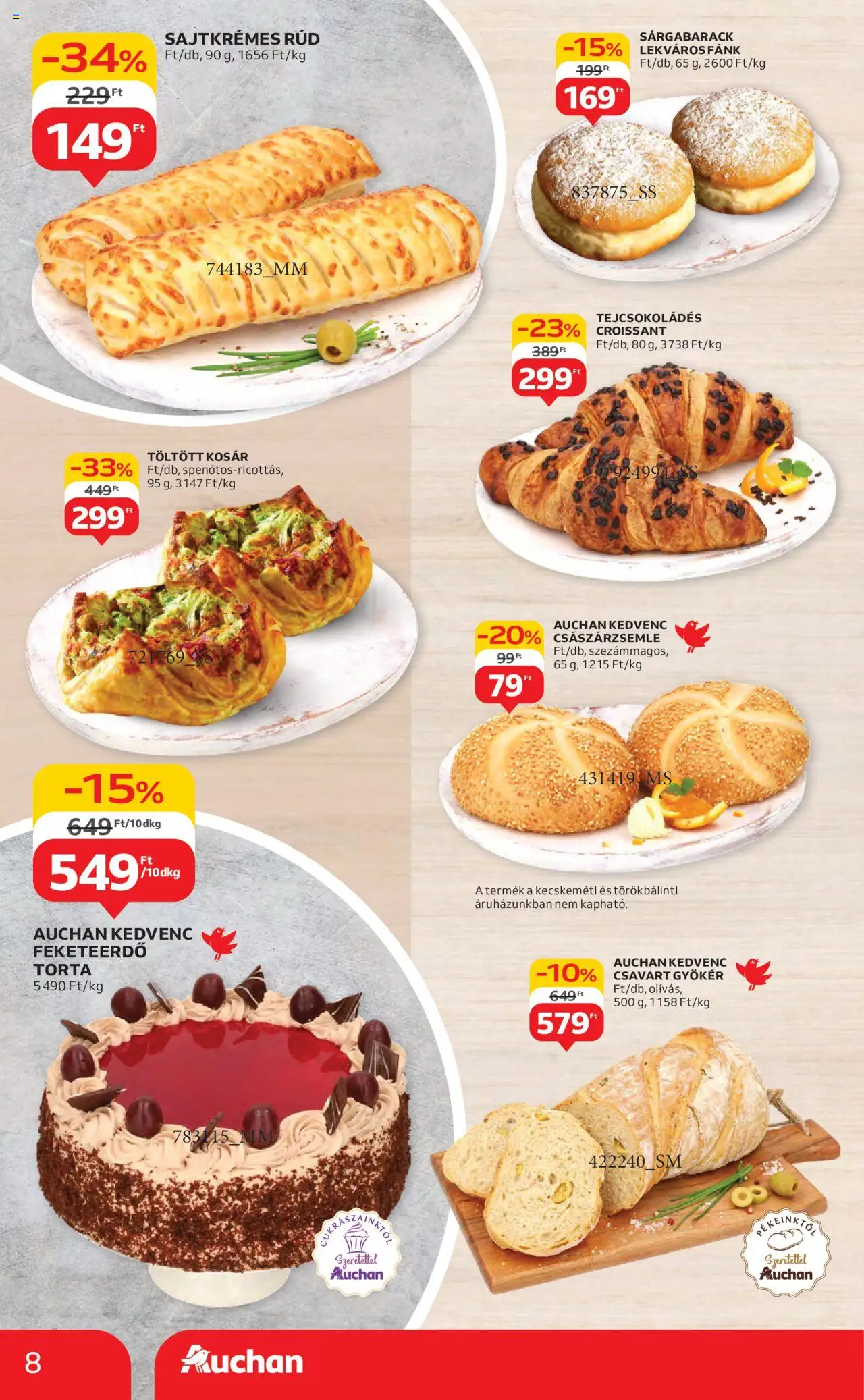 Auchan akciós ujság - amely érvényes a következő dátumtól: 14.08.2025 | Oldal: 8 | Termékek: Torta, Sárgabarack, Fánk, Feketeerdő torta