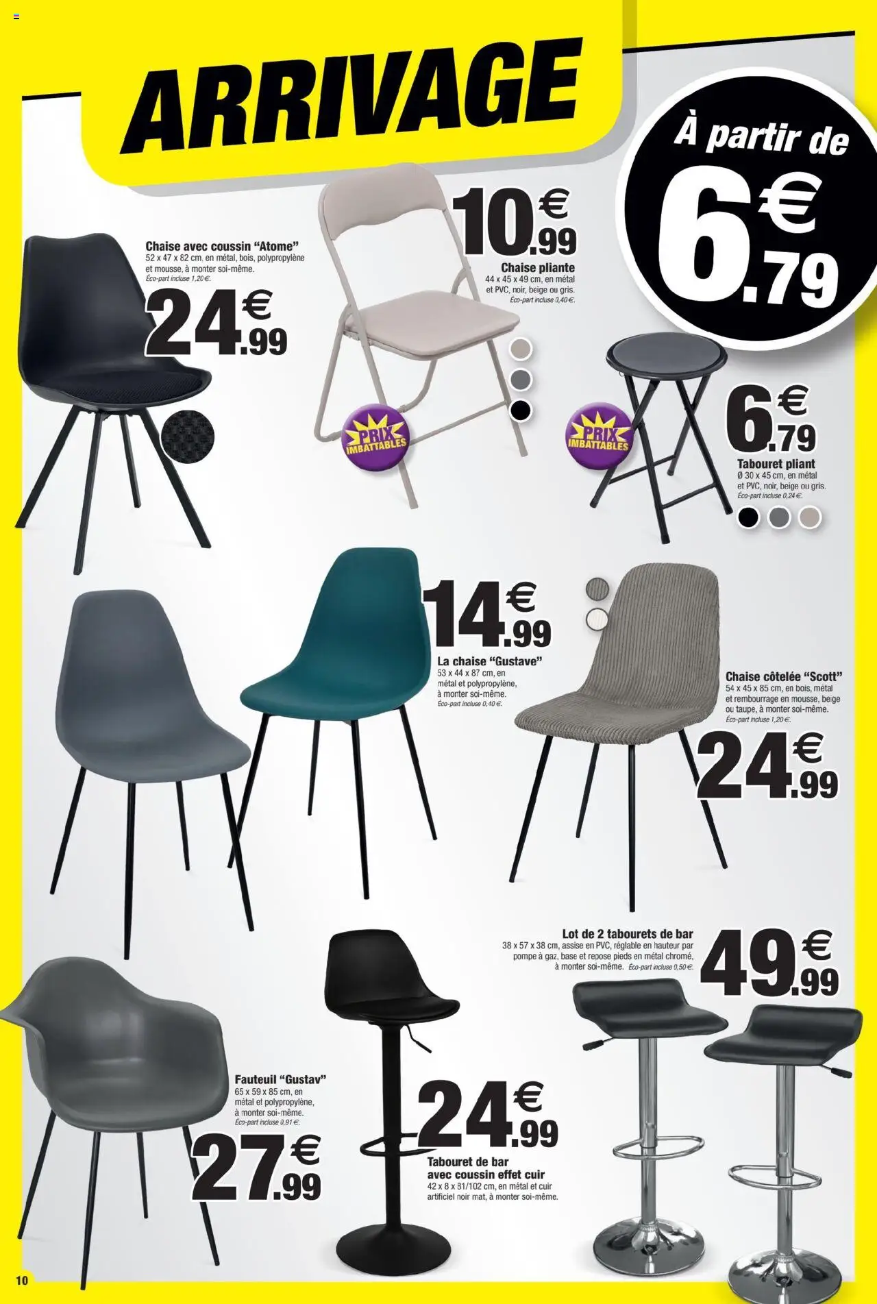  | Page: 10 | Produits: Base, Chaise pliante, Tabouret de bar, Chaise