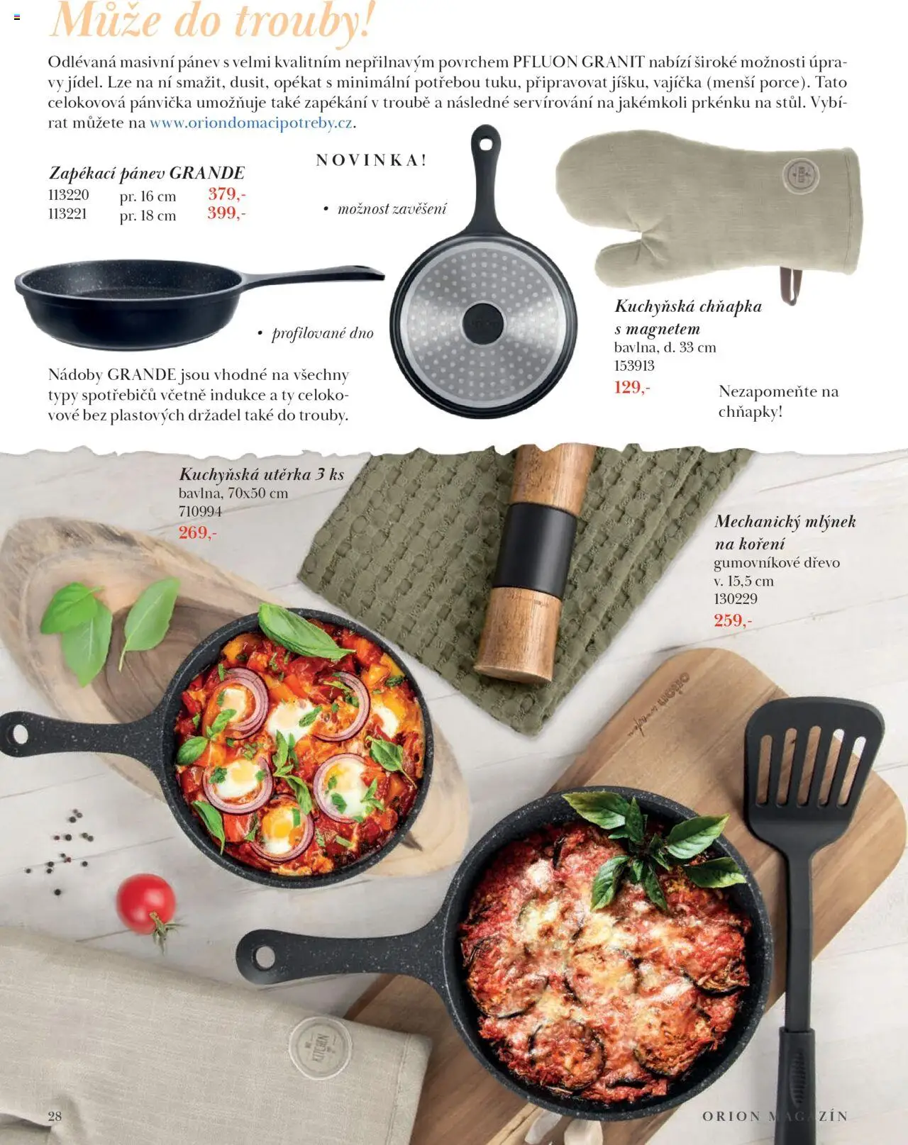 Orion katalog - Magazín Jaro/Léto 2025 od 21.03.2025 | Strana: 28 | Produkty: Pánev, Mlýnek, Chňapka, Utěrka