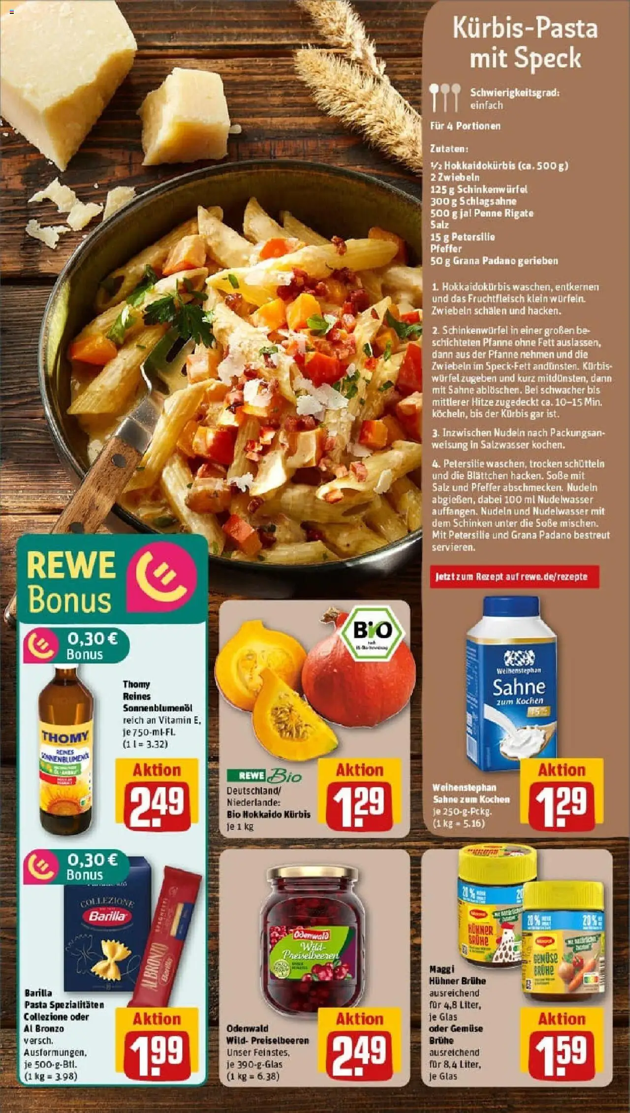 Rewe prospekt Essen	 – gültig ab 19.10.2025 | Seite: 13 | Produkte: Schlagsahne, Gemüse, Soße, Pasta