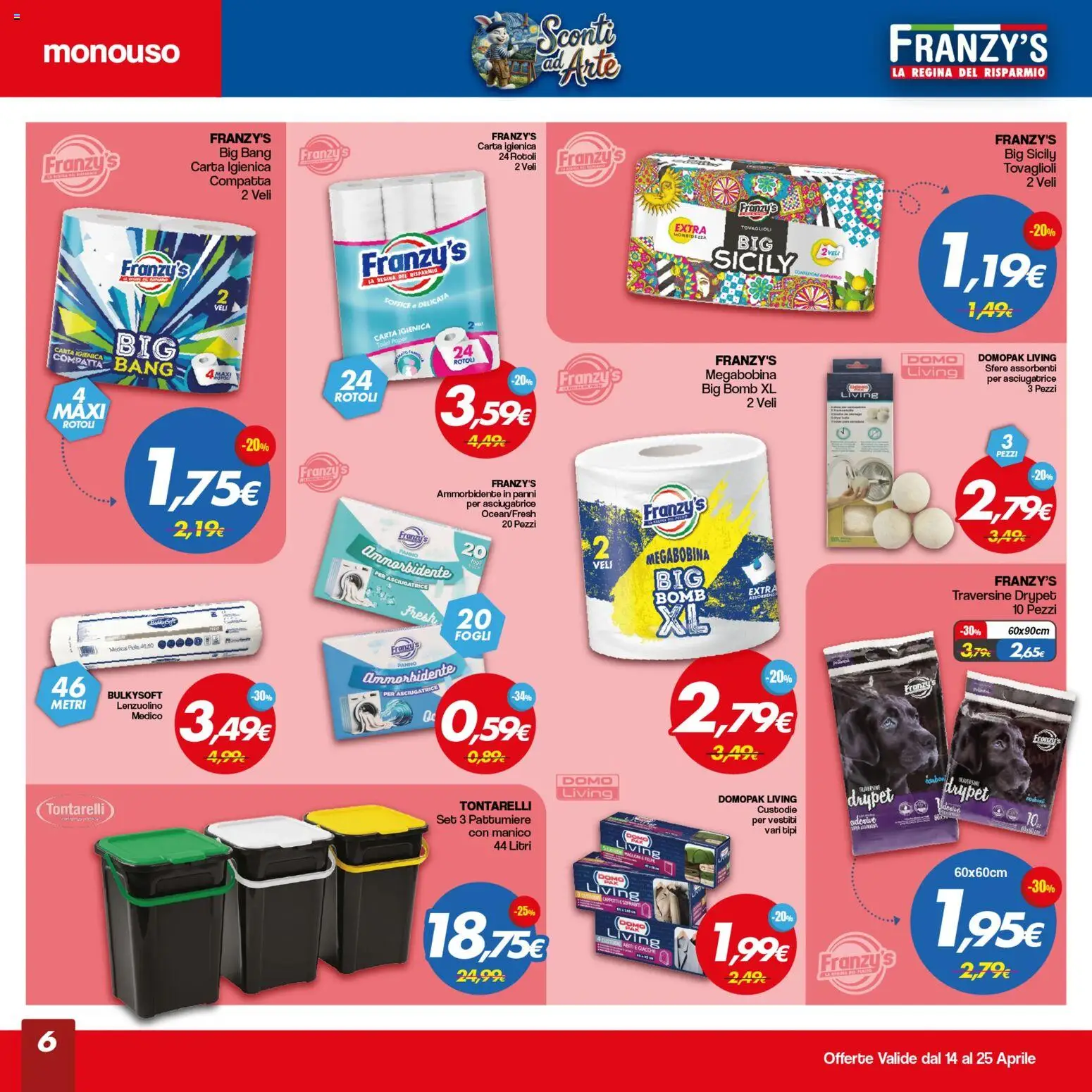 Volantino Franzy's del 14.04.2026 | Pagina: 6 | Prodotti: Carta igienica, Ammorbidente, Asciugatrice