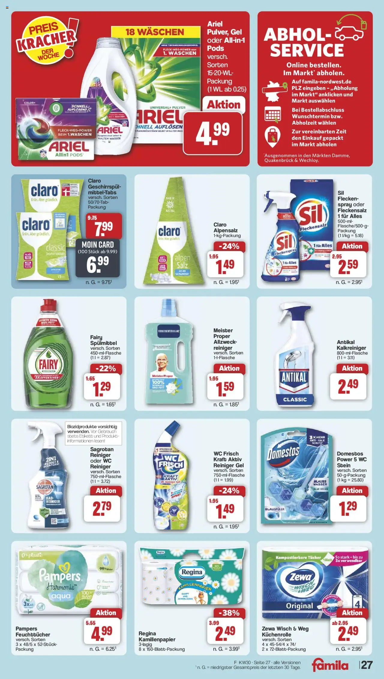 Famila Nordwest Prospekt 	 - gültig ab dem 21.07.2025 | Seite: 33 | Produkte: Pampers, Zewa, Salz, Wc frisch