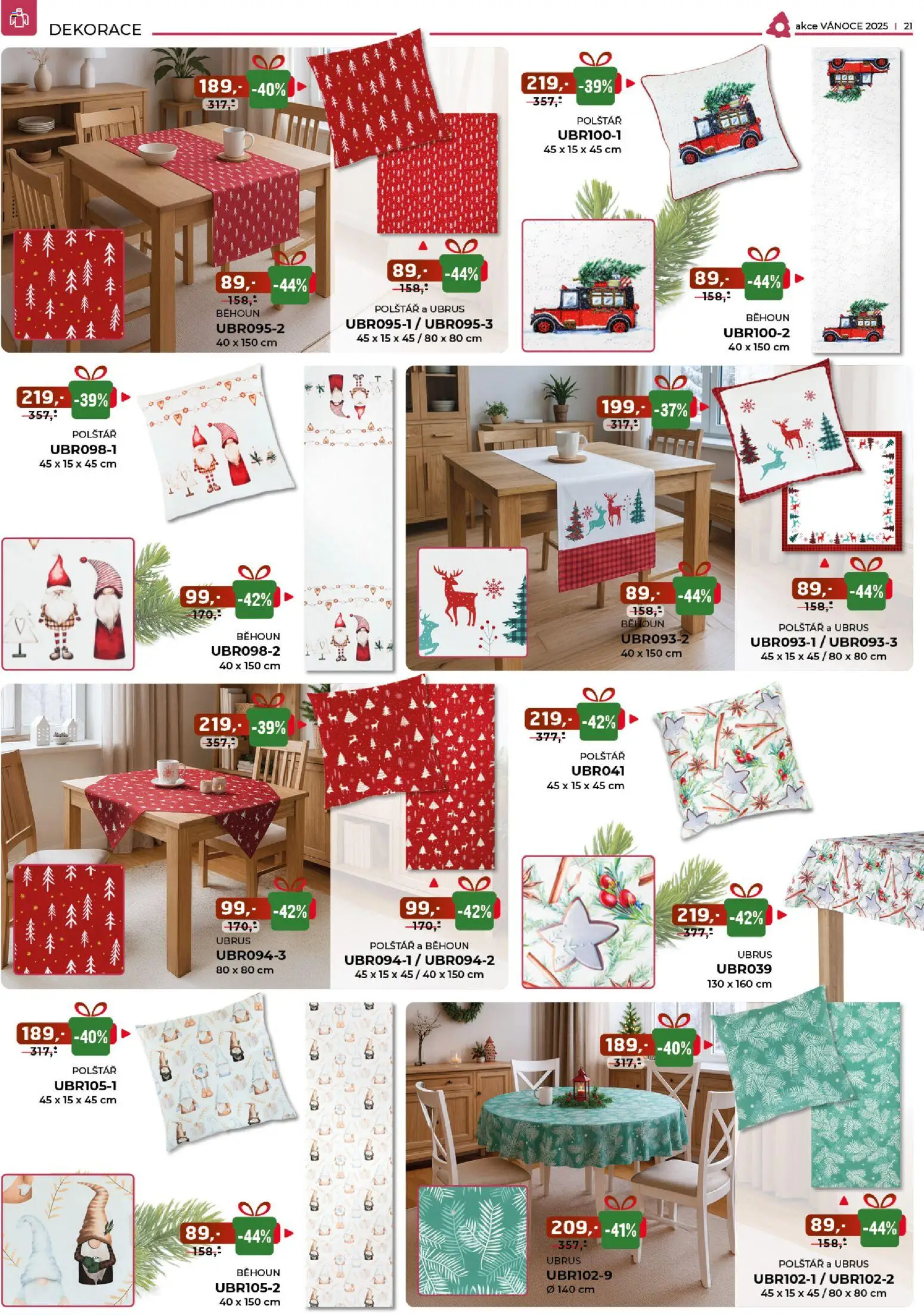Jamall nábytek leták - Vánoce od 05.11.2025 | Strana: 21 | Produkty: Polštář, Ubrus, Běhoun, Dekorace