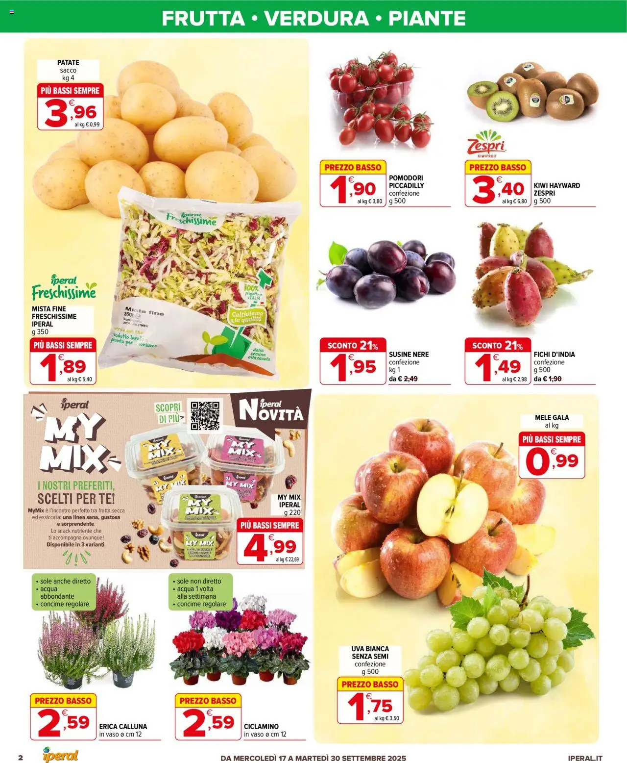Volantino Iperal del 17.09.2025 | Pagina: 2 | Prodotti: Mele, Kiwi, Patate, Vaso