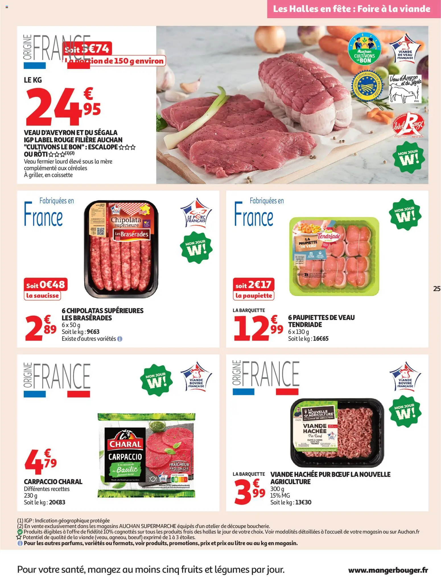 {H1} | Page: 25 | Produits: Viande hachée, Paupiettes de veau, Saucisse, Viande bovine