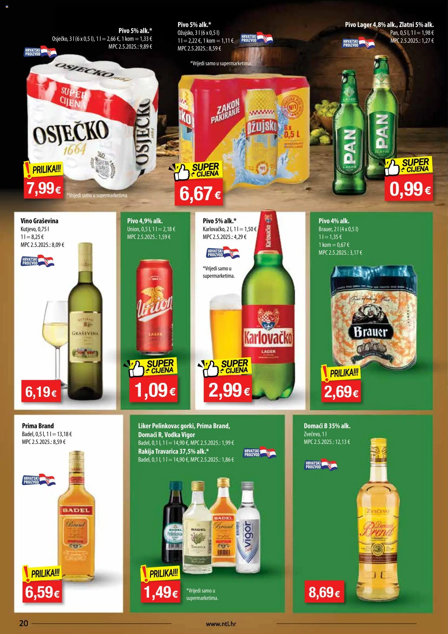 NTL katalog | vrijedi od 22.10.2025 | Stranica: 20 | Proizvodi: Pelinkovac, Travarica, Karlovačko, Vino