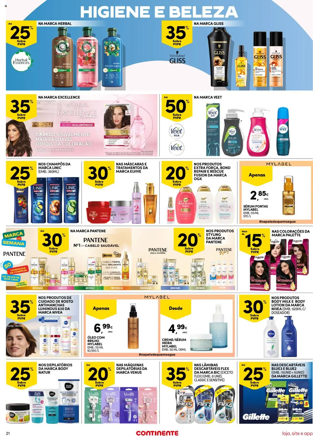 Continente Semanal Continente Bom Dia │ válido de 12.08.2025 | Página: 21 | Produtos: Shampoo, Sérum, Banho, Óleo