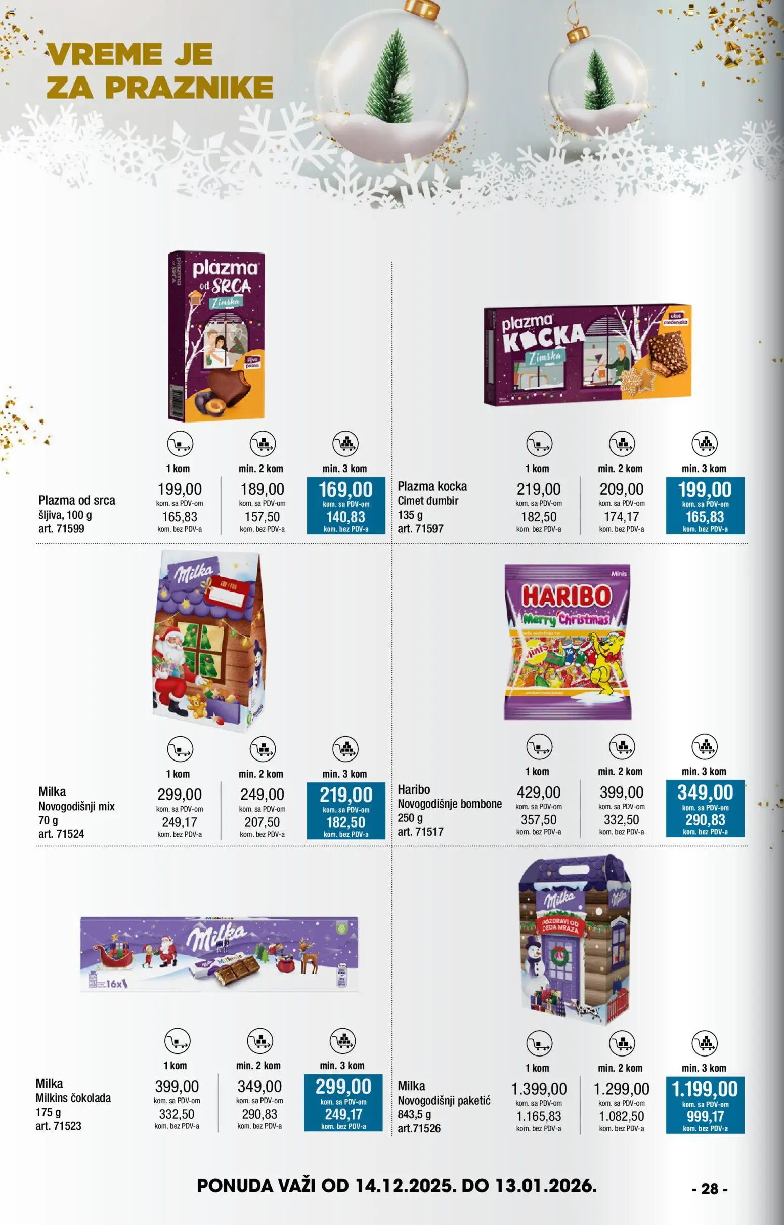 Metro katalog - važi od 14.12.2025 | Strana: 28 | Proizvode: Milka, Plazma, Haribo, Čokolada