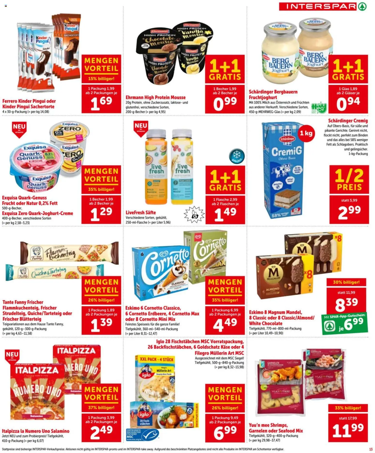 Interspar - Flugblatt gültig ab 09.04.2026 | Seite: 13 | Produkte: Milch, Käse, Joghurt