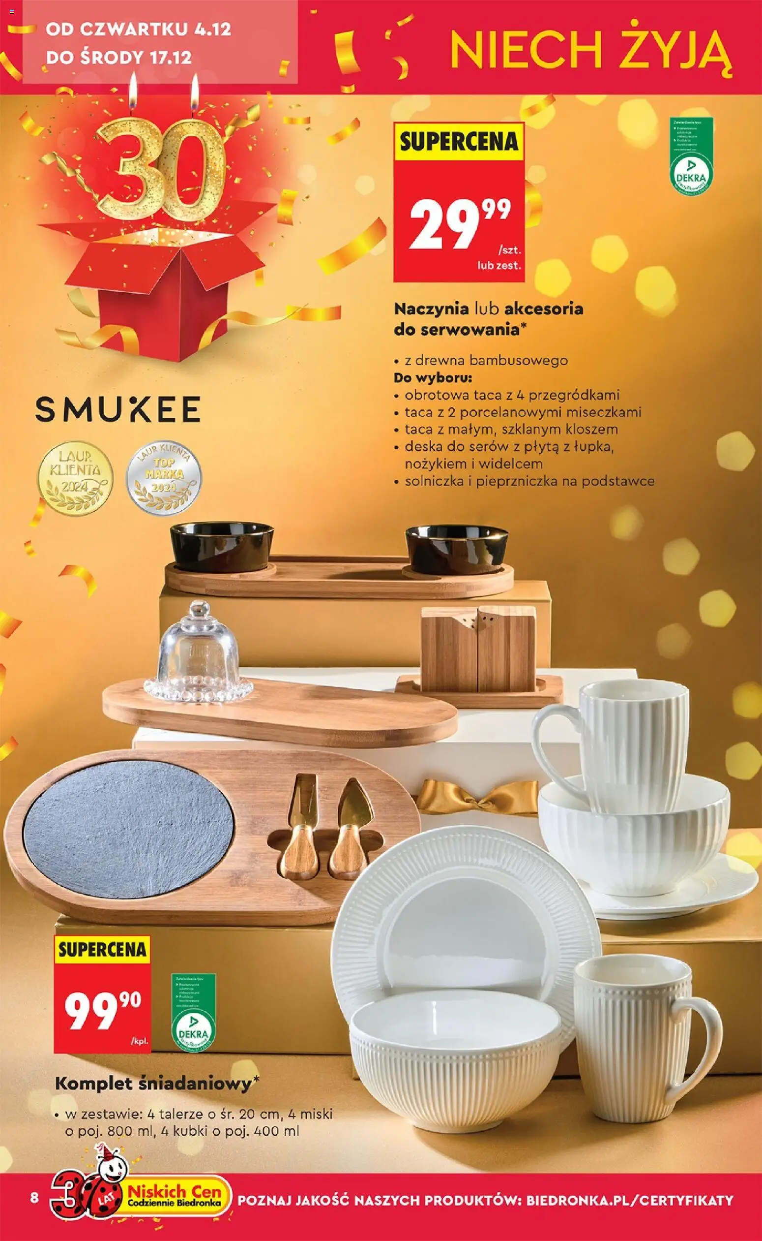 Biedronka gazetka - Hity i inspiracje od 29.11.2025 | Strona: 8 | Produkty: Talerze