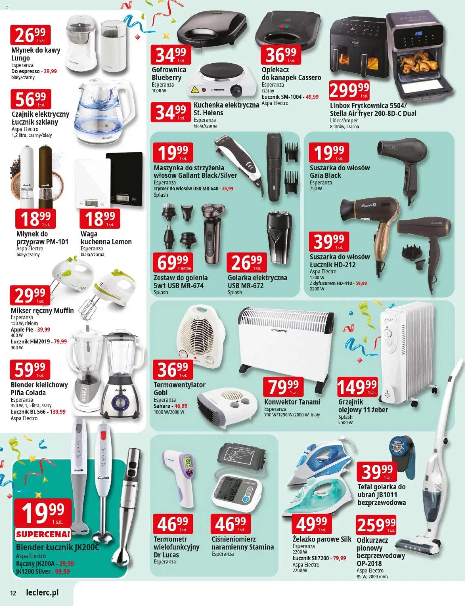 E.Leclerc Gazetka - Wrocław od 04.11.2025 | Strona: 12 | Produkty: Termometr, Maszynka do strzyżenia, Młynek do kawy, Blender