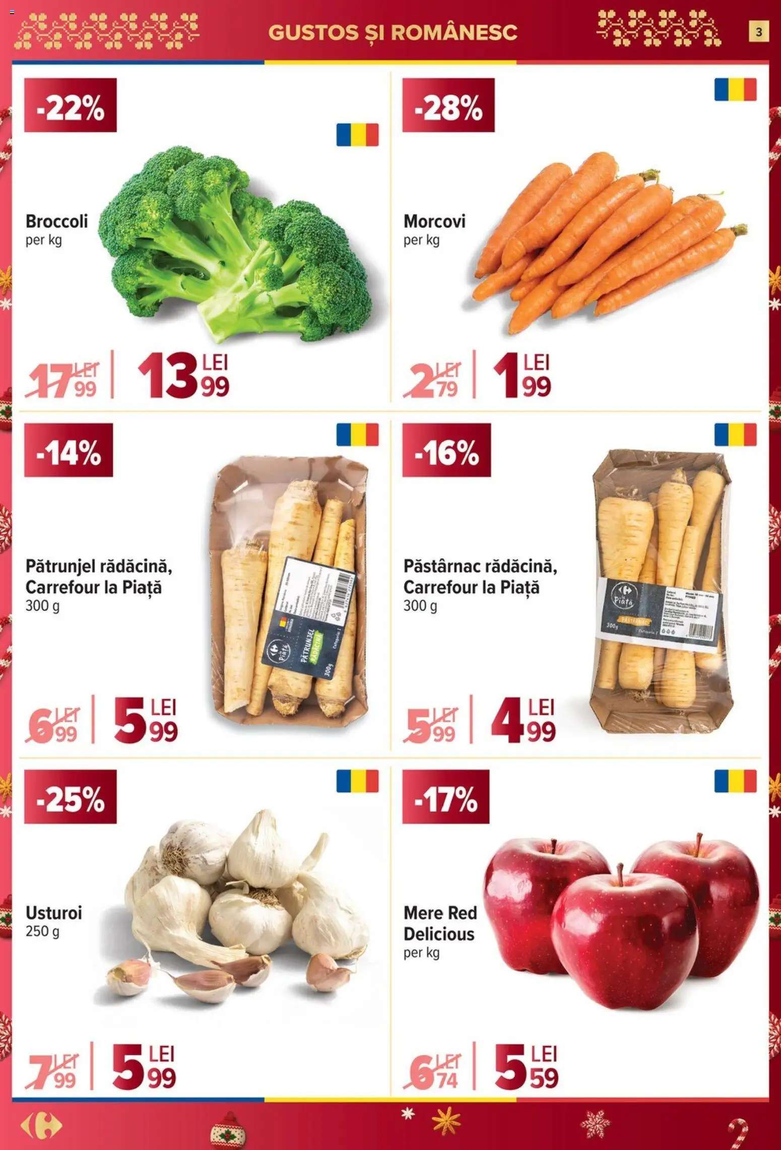 Noul catalog Carrefour – valabil de la 26.11.2025 | Pagină: 3 | Produse: Pătrunjel, Mere, Morcovi, Usturoi