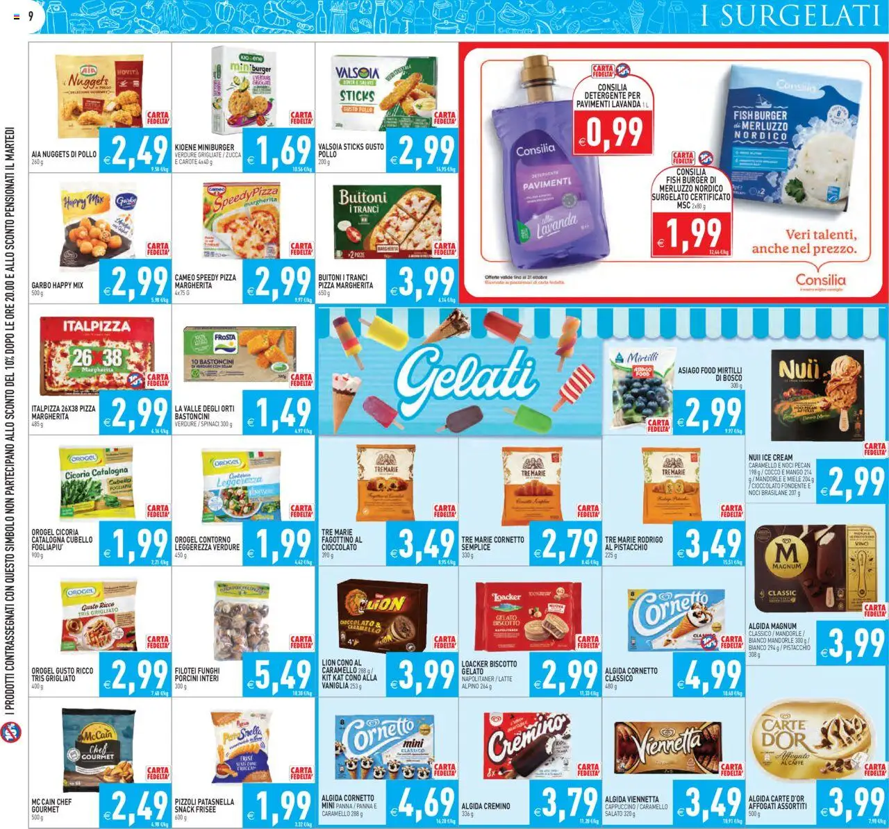Volantino PIM Supermercati del 08.10.2025 | Pagina: 9 | Prodotti: Cornetto, Carote, Mango, Cocco