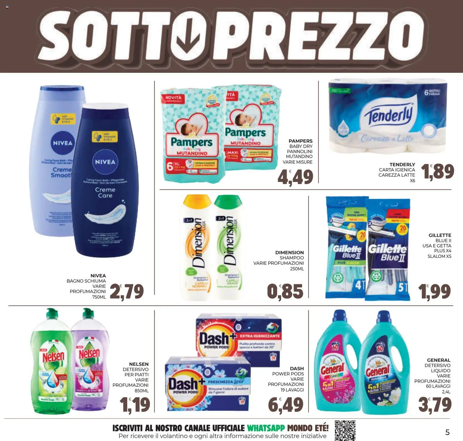 Volantino Eté del 17.04.2026 | Pagina: 5 | Prodotti: Pannolini, Latte, Pampers, Bagno
