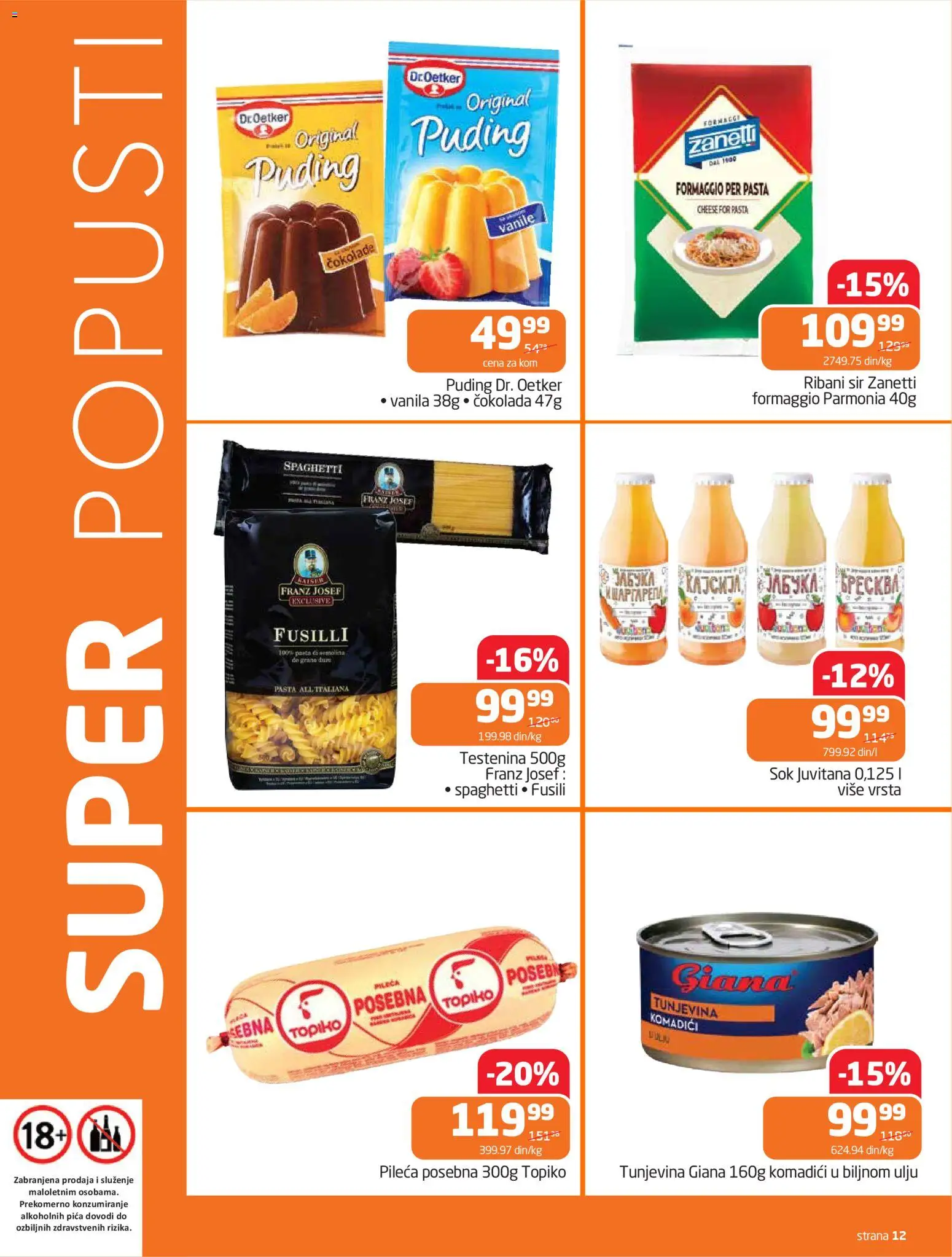 Gomex katalog - važi od 15.04.2026 | Strana: 12 | Proizvode: Dr. Oetker, Sir, Čokolada, Sok