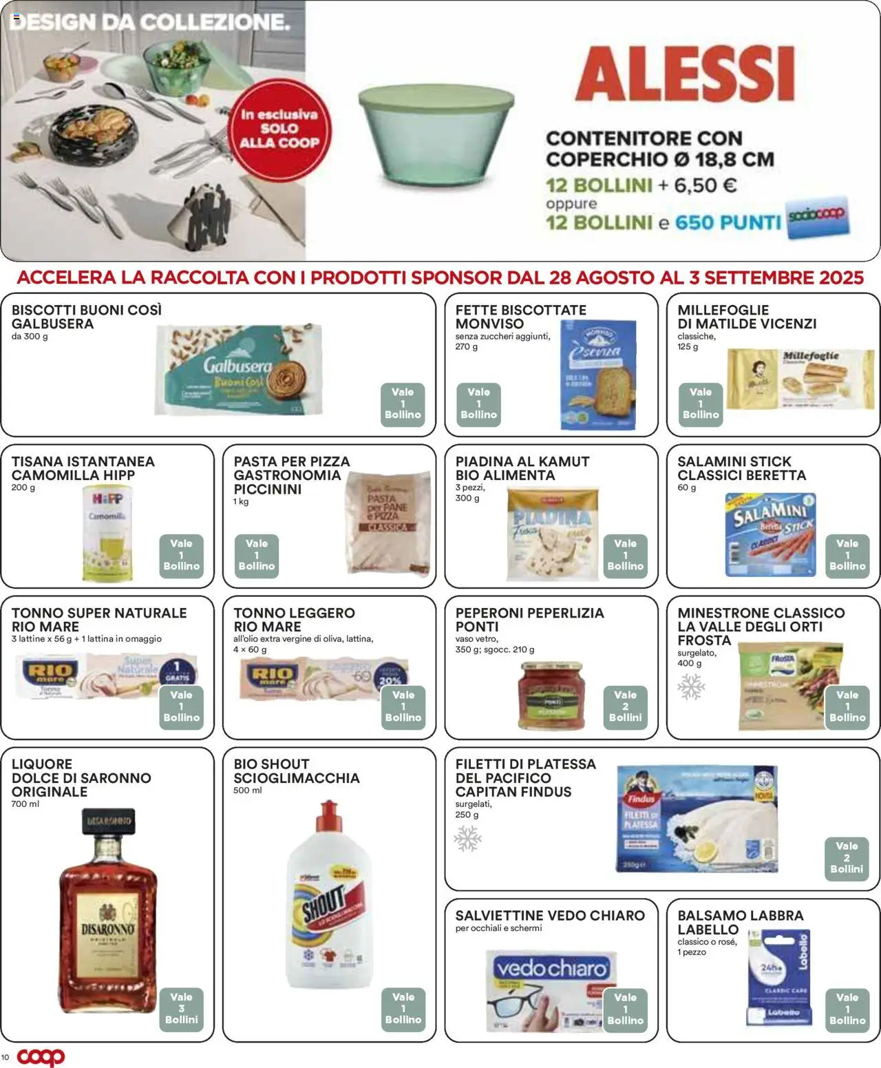 Volantino COOP del 21.08.2025 | Pagina: 10 | Prodotti: Pane, Pasta, Occhiali, Vaso