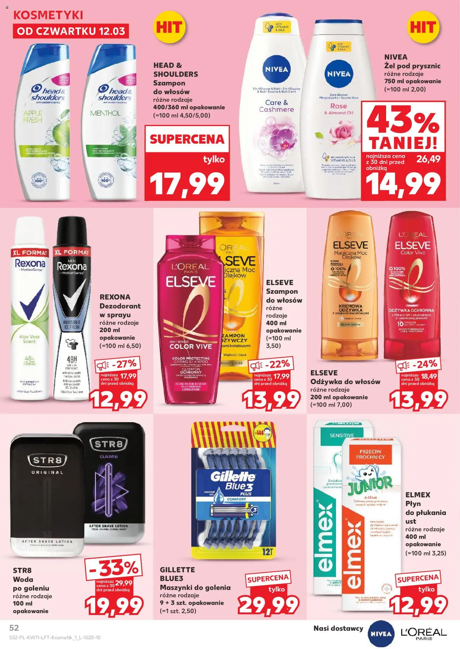 Kaufland Polsko leták od 12.03.2026 | Strana: 52 | Produkty: Elmex, Nivea, Head & Shoulders, Rexona