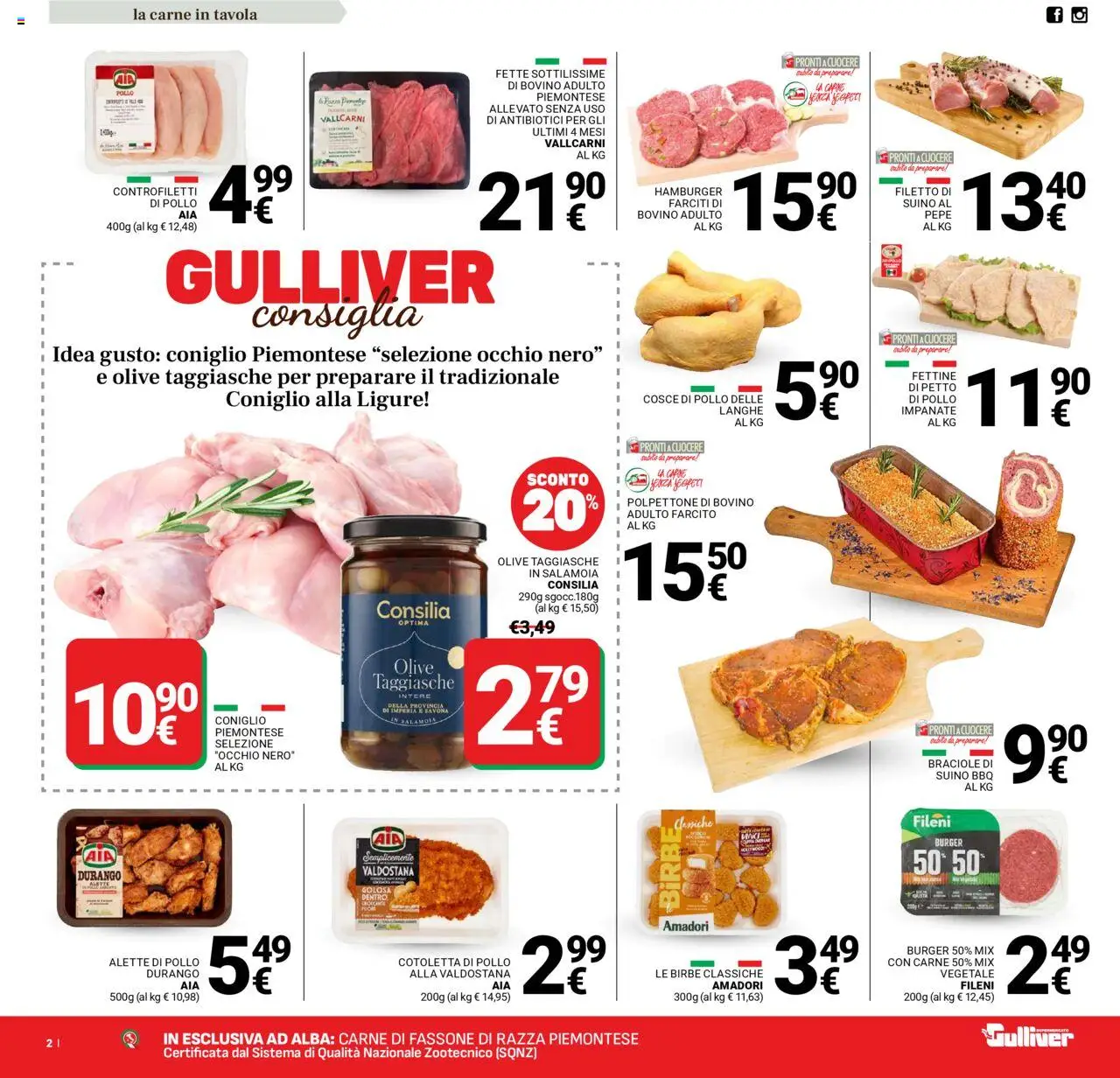 Volantino Gulliver del 19.09.2025 | Pagina: 2 | Prodotti: Bovino, Pollo, Olive, Cosce di pollo