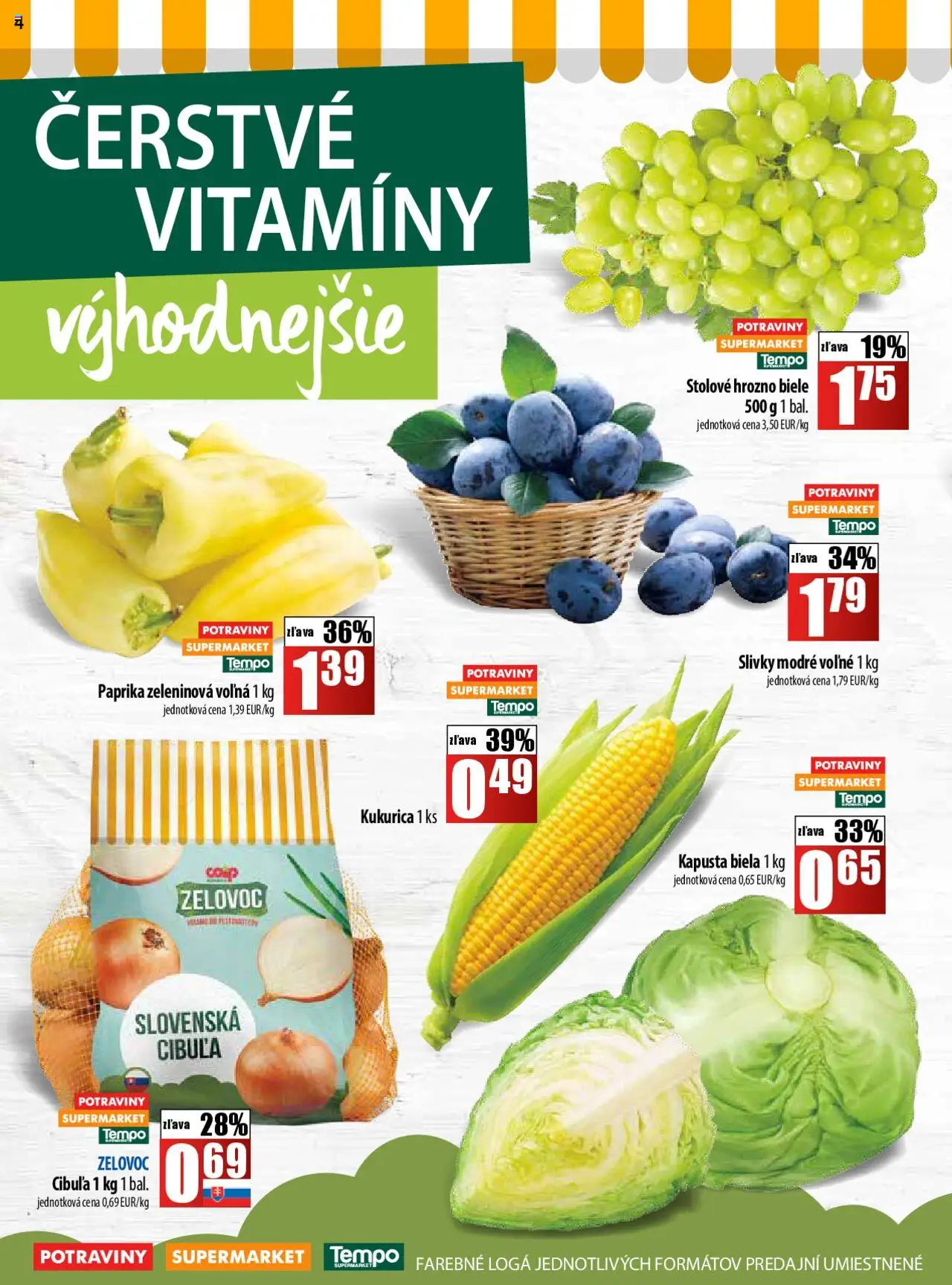 COOP Jednota leták │ platný od 21.08.2025 | Strana: 4 | Produkty: Paprika, Cibuľa, Kukurica, Hrozno
