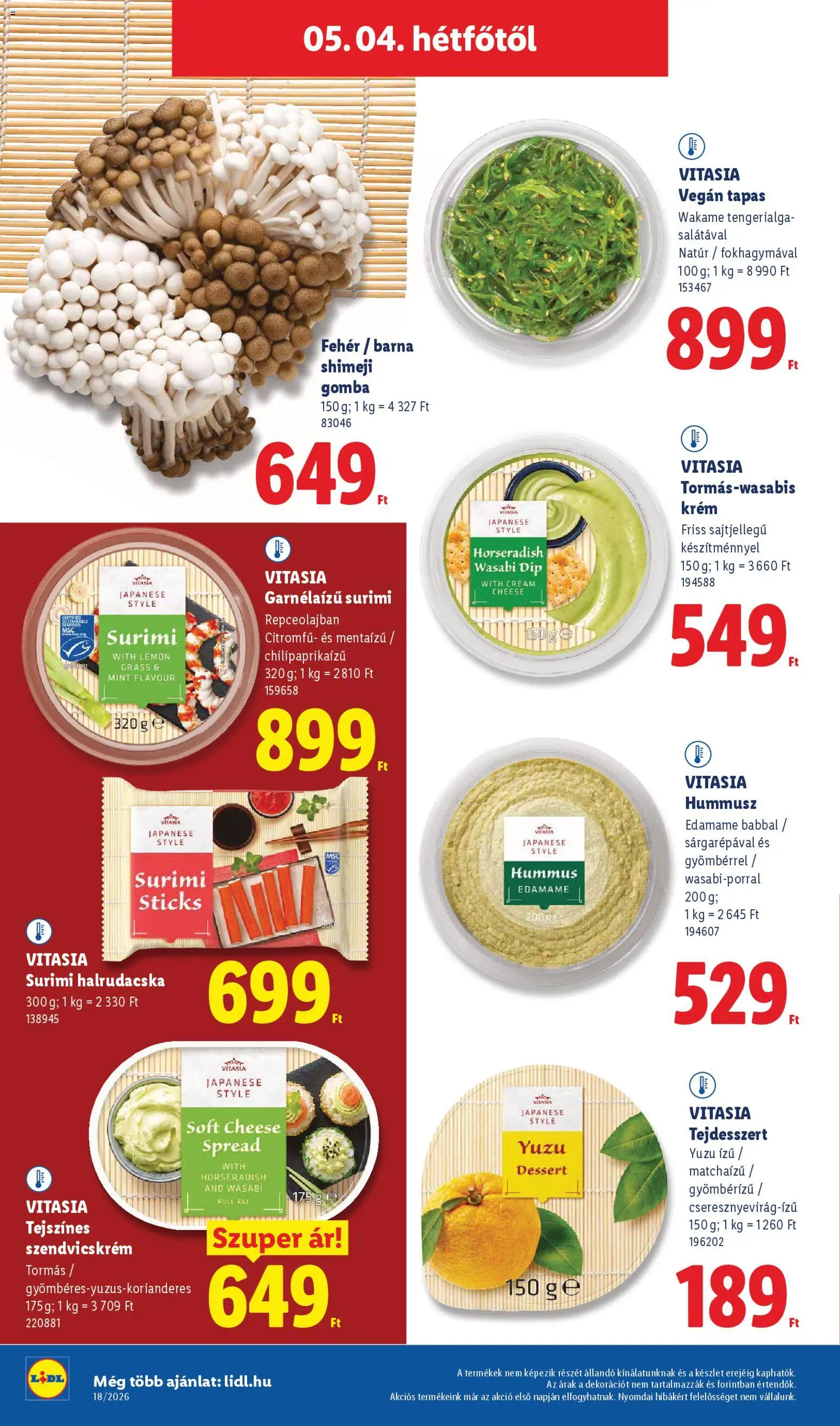 Lidl akciós ujság - amely érvényes a következő dátumtól: 30.04.2026 | Oldal: 60 | Termékek: Gomba, Wasabi, Vegán, Halrudacska