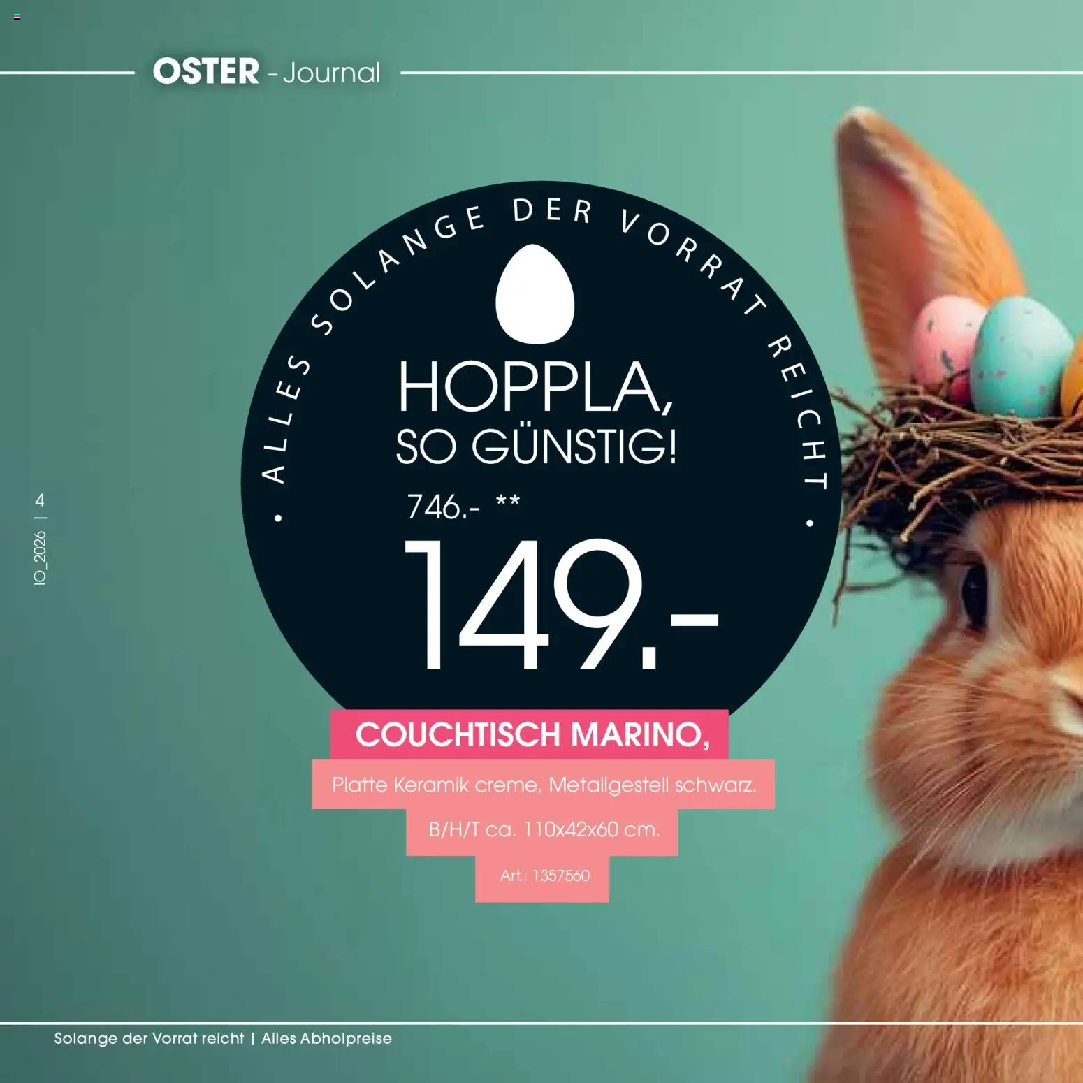 Zurbrüggen Oster-Journal – gültig ab 23.03.2026 | Seite: 4 | Produkte: Couchtisch