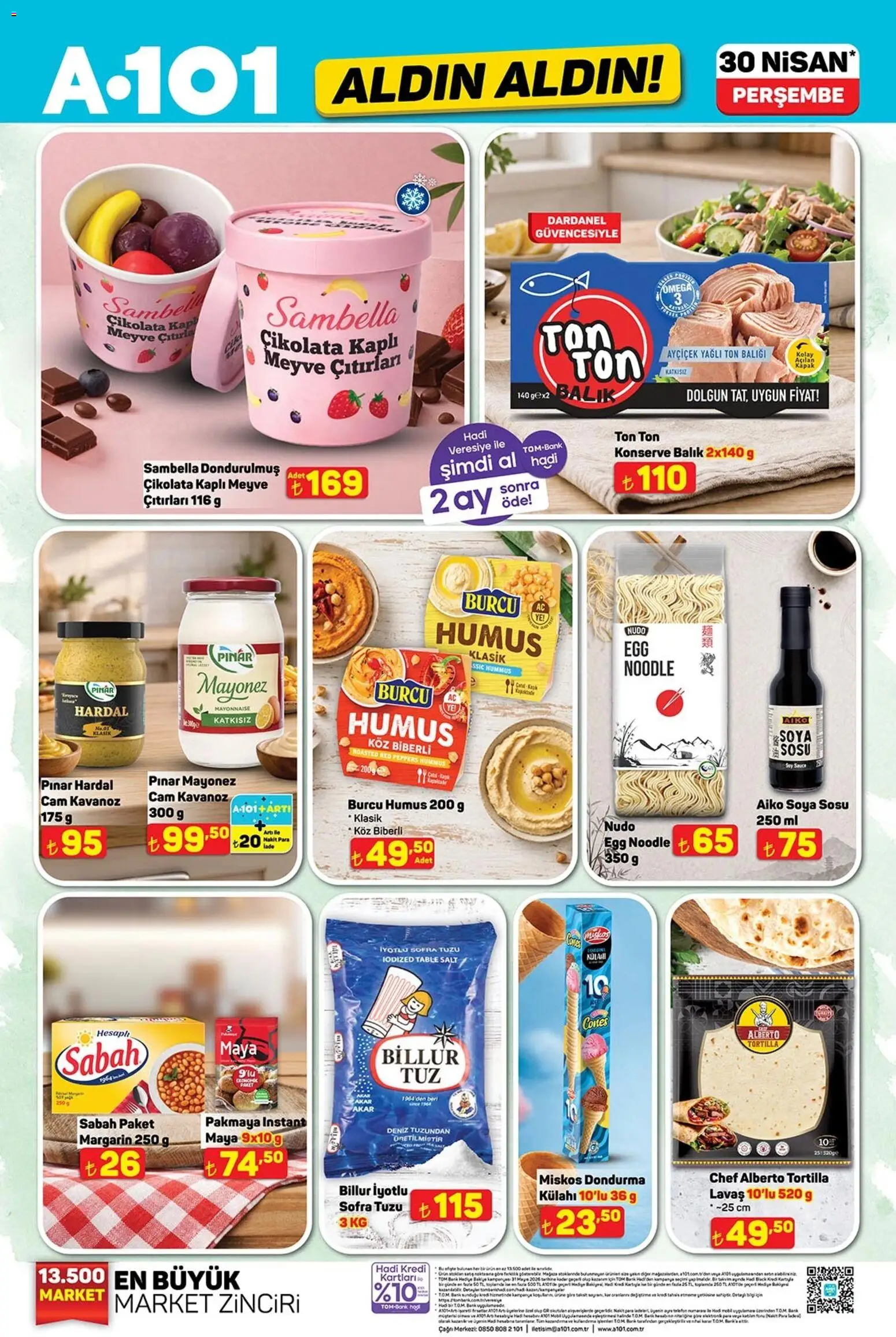 A101 - Katalog Aldın Aldın - 30.04.2026 tarihinden itibaren geçerlidir | Sayfa: 1 | Ürünler: Hardal, Çikolata, Balık, Ton balığı