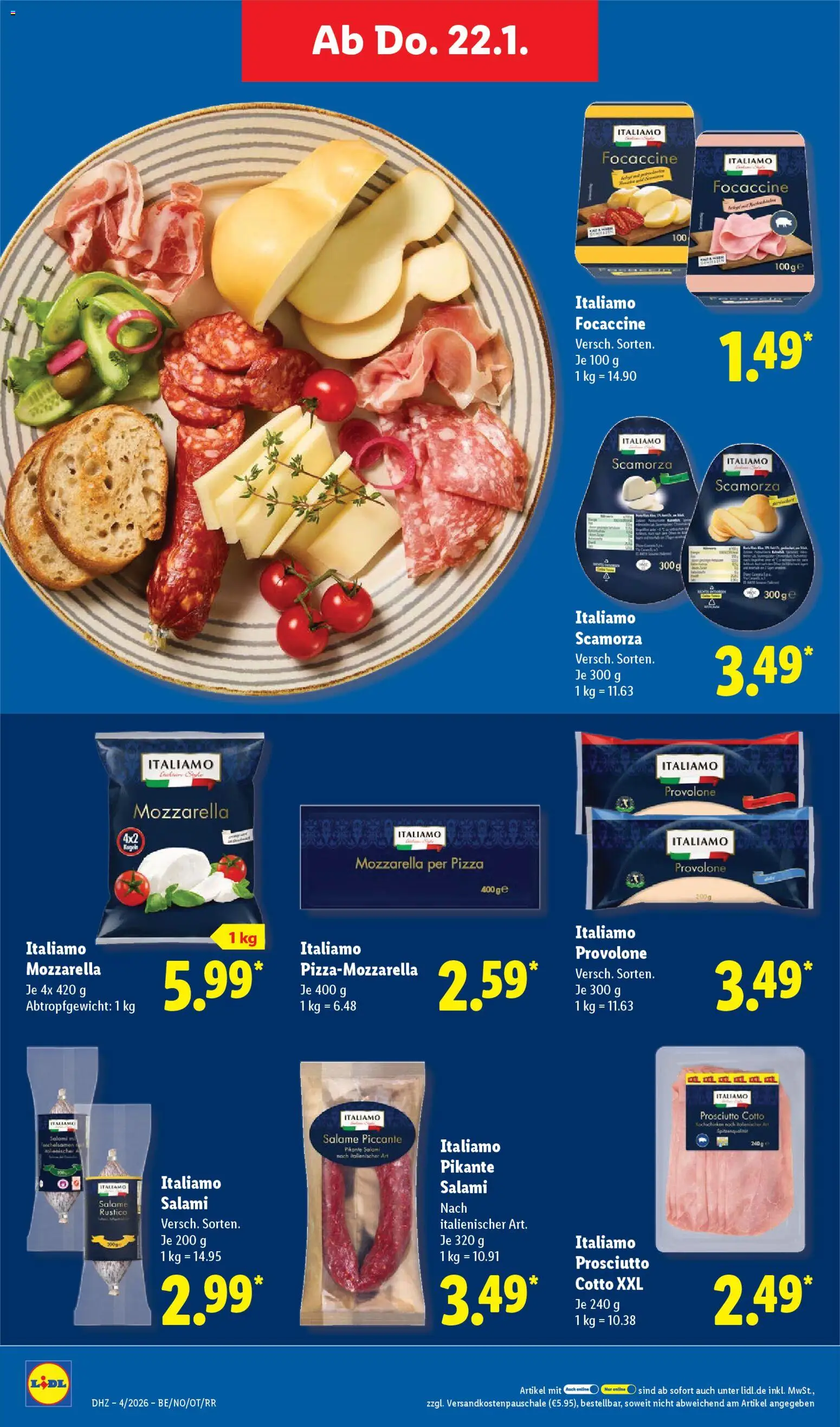 Lidl Prospekt Rahden – gültig ab 19.01.2026 | Seite: 50 | Produkte: Mozzarella, Salami, Pizza