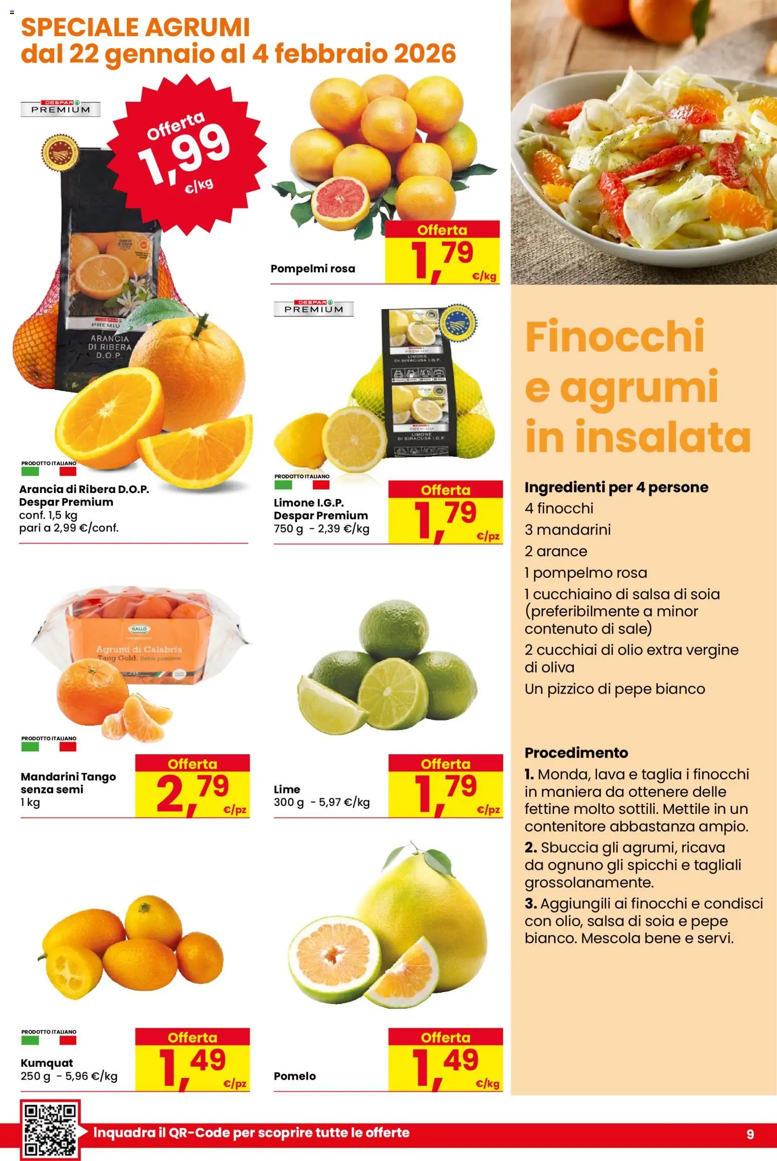 Volantino Despar del 22.01.2026 | Pagina: 9 | Prodotti: Pompelmo, Salsa, Limone, Finocchi