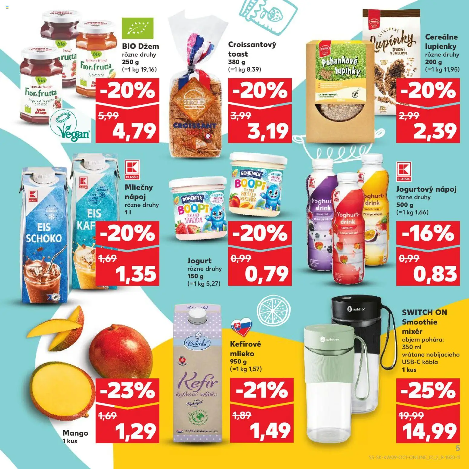 Kaufland SK akciós ujság - amely érvényes a következő dátumtól: 01.03.2026 | Oldal: 5 | Termékek: Kefir, Smoothie, Mangó