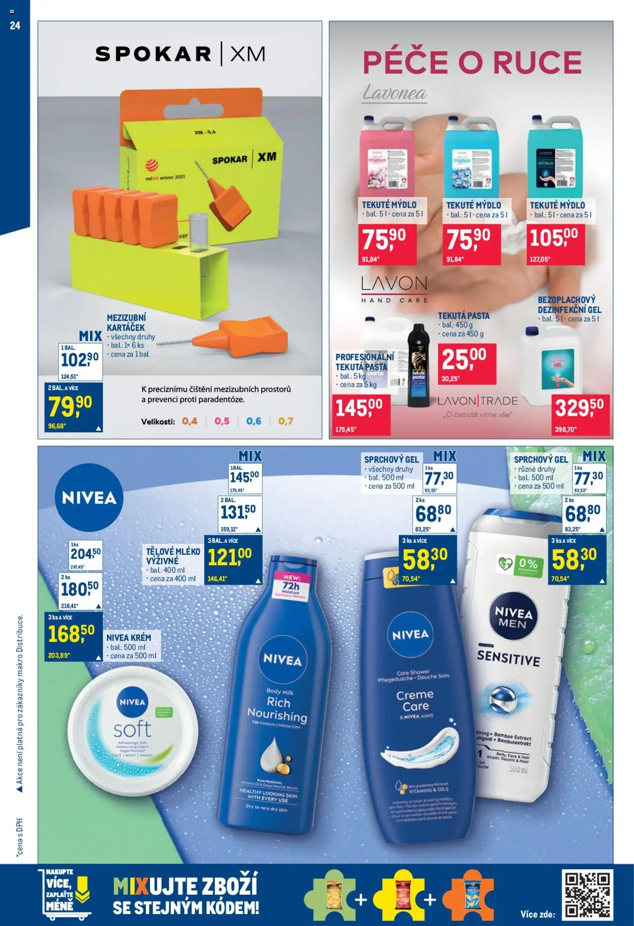 Makro leták - Úklid od 24.09.2025 | Strana: 24 | Produkty: Tělové mléko, Sprchový gel, Krém, Dezinfekční gel