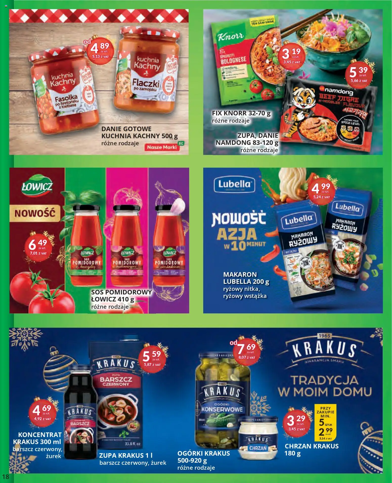 Eurocash Gazetka od 17.11.2025 | Strona: 18 | Produkty: Kiełbasa, Zurek, Chrzan, Ogórki