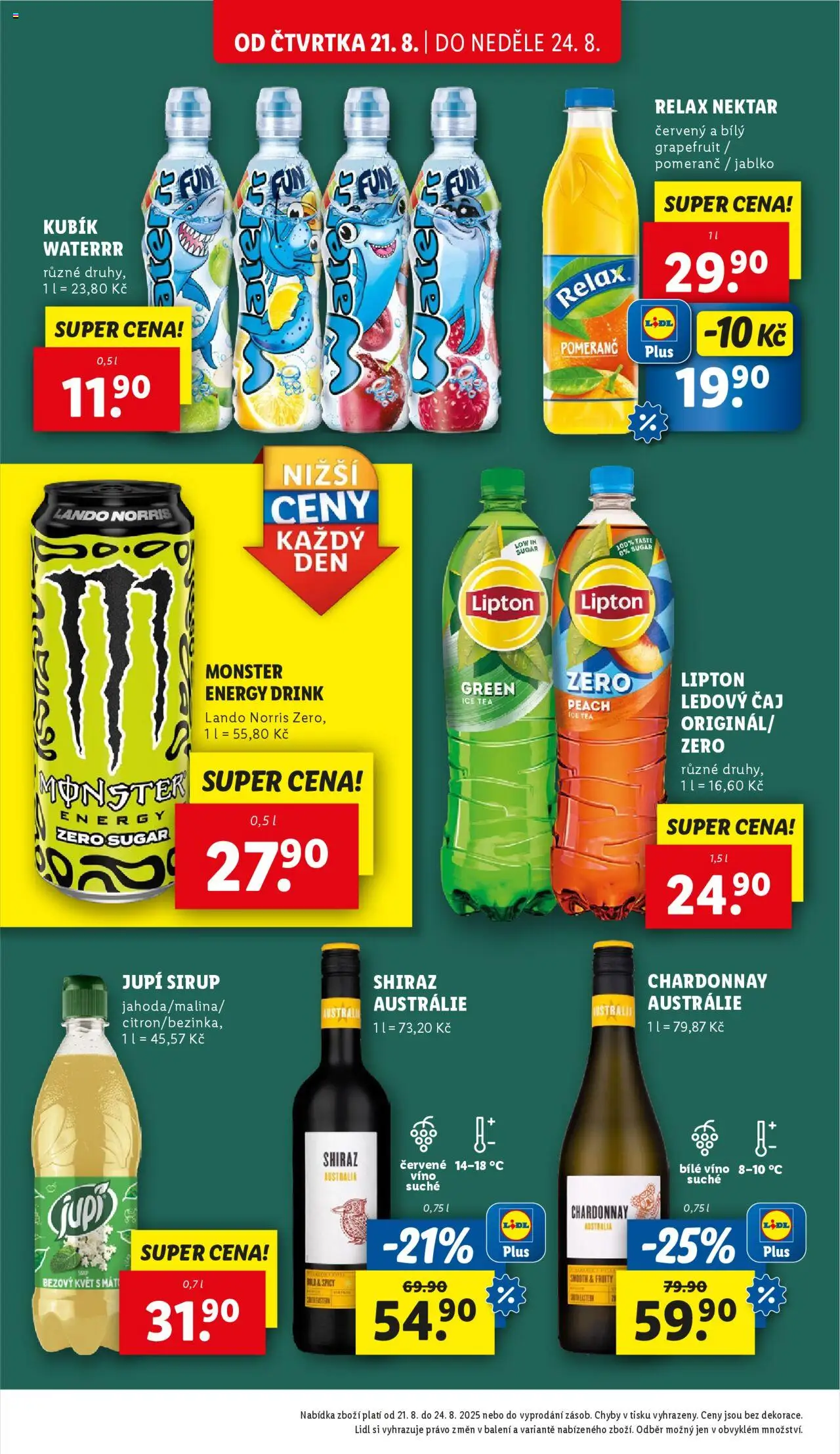 Lidl leták od 21.08.2025 | Strana: 20 | Produkty: Monster, Jupí, Sirup, Ledový čaj