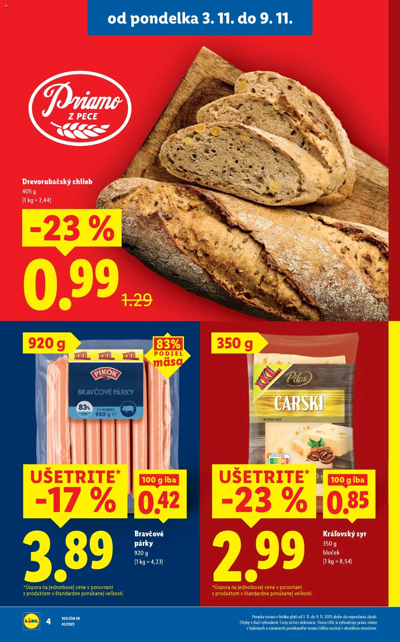 Nové Lidl akcie – leták je platný od 06.11.2025 | Strana: 40 | Produkty: Syr, Chlieb, Párky