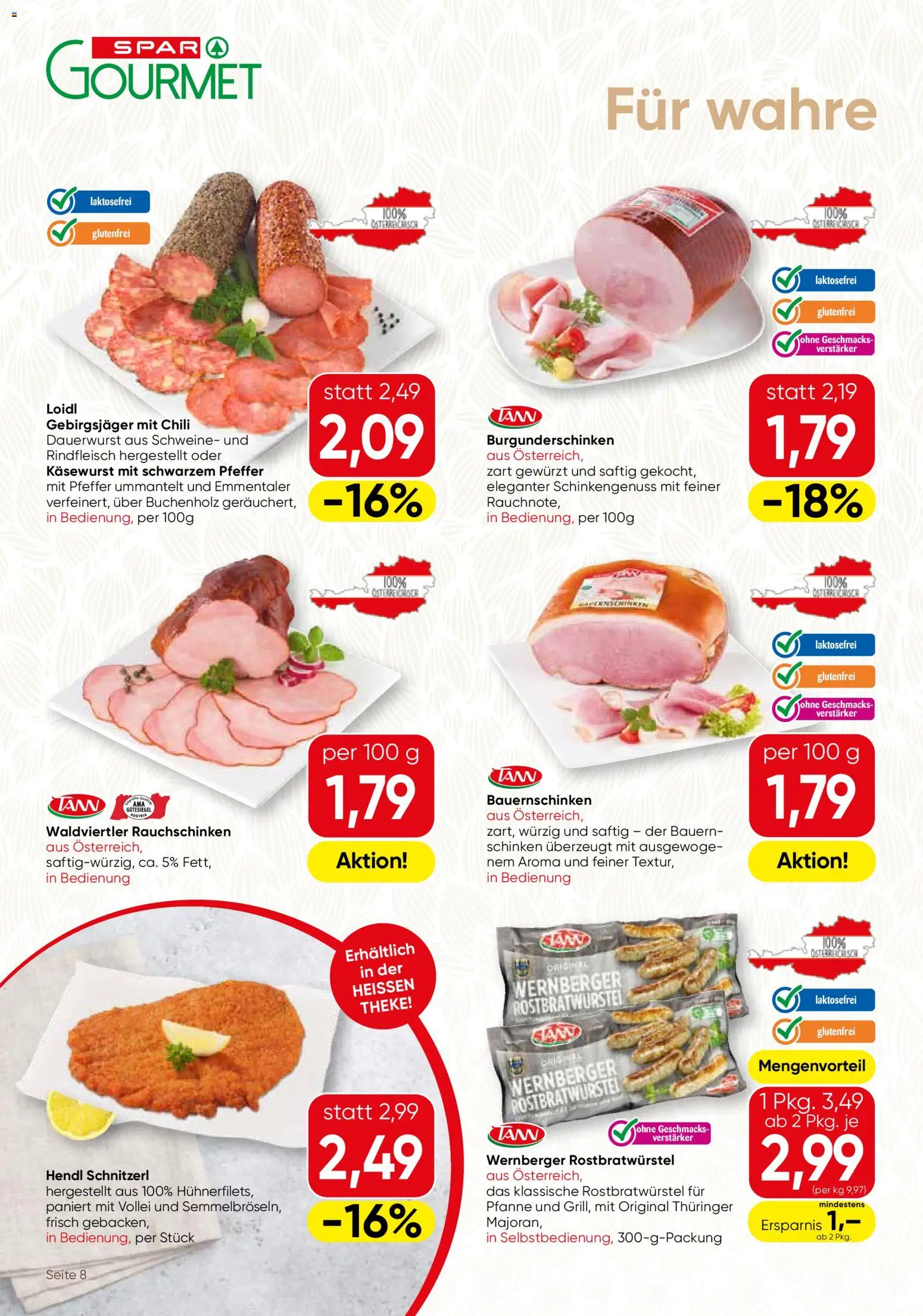 SPAR Gourmet Flugblatt gültig ab 09.04.2026 | Seite: 8 | Produkte: Pfeffer, Chili, Schinken, Rindfleisch